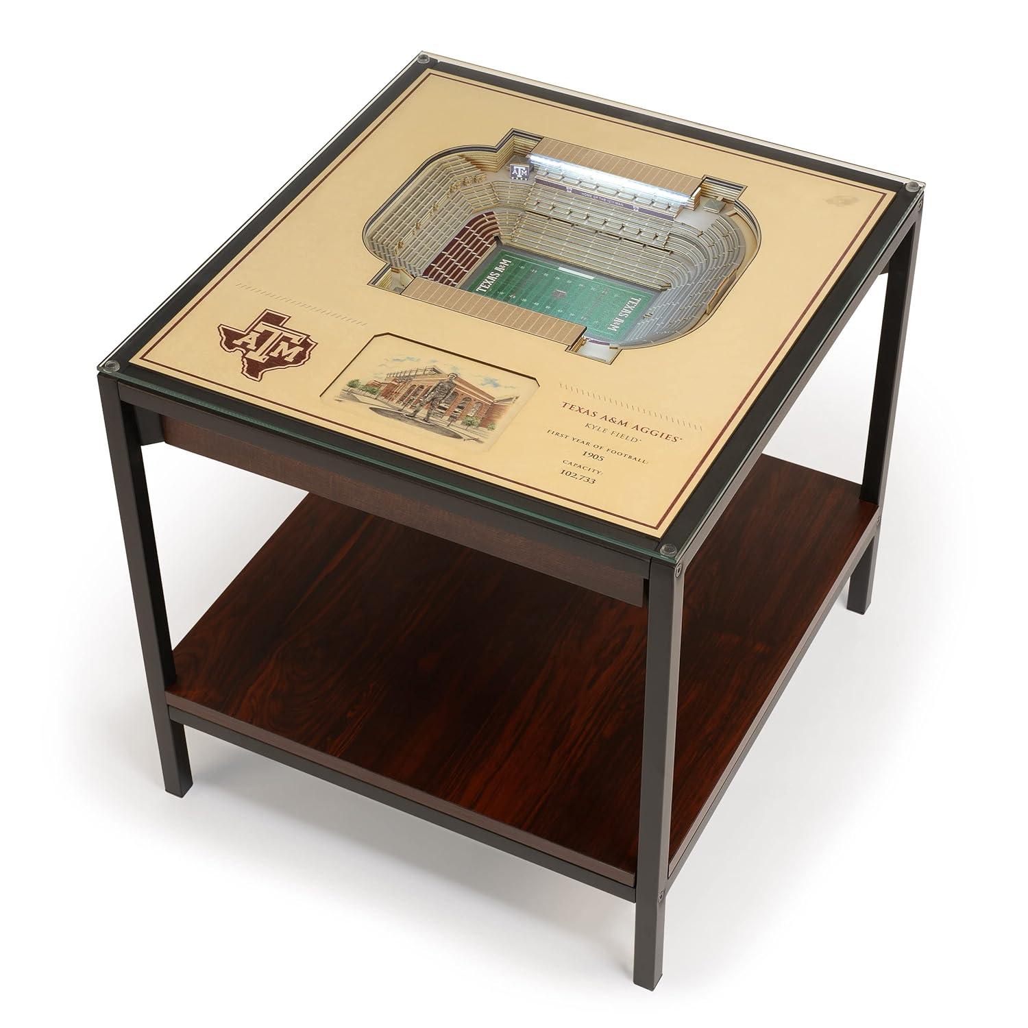 YouTheFan Glass Top End Table