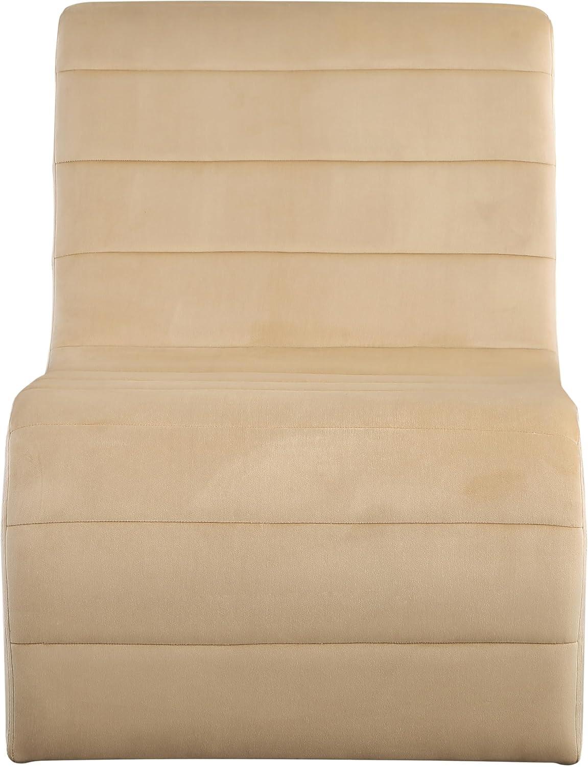 Meridian Furniture 403Camel Ivy Collection Modern | Contemporary Velvet Upholstered Accent Chair with Rich Camel Velvet, Channel Tufted Design, Curved Shape, 26.4" W x 37.4" D x 31.1" H, Camel