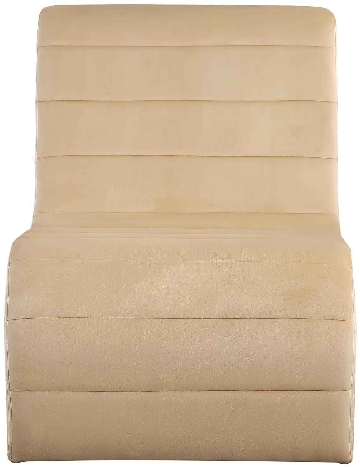 Meridian Furniture 403Camel Ivy Collection Modern | Contemporary Velvet Upholstered Accent Chair with Rich Camel Velvet, Channel Tufted Design, Curved Shape, 26.4" W x 37.4" D x 31.1" H, Camel