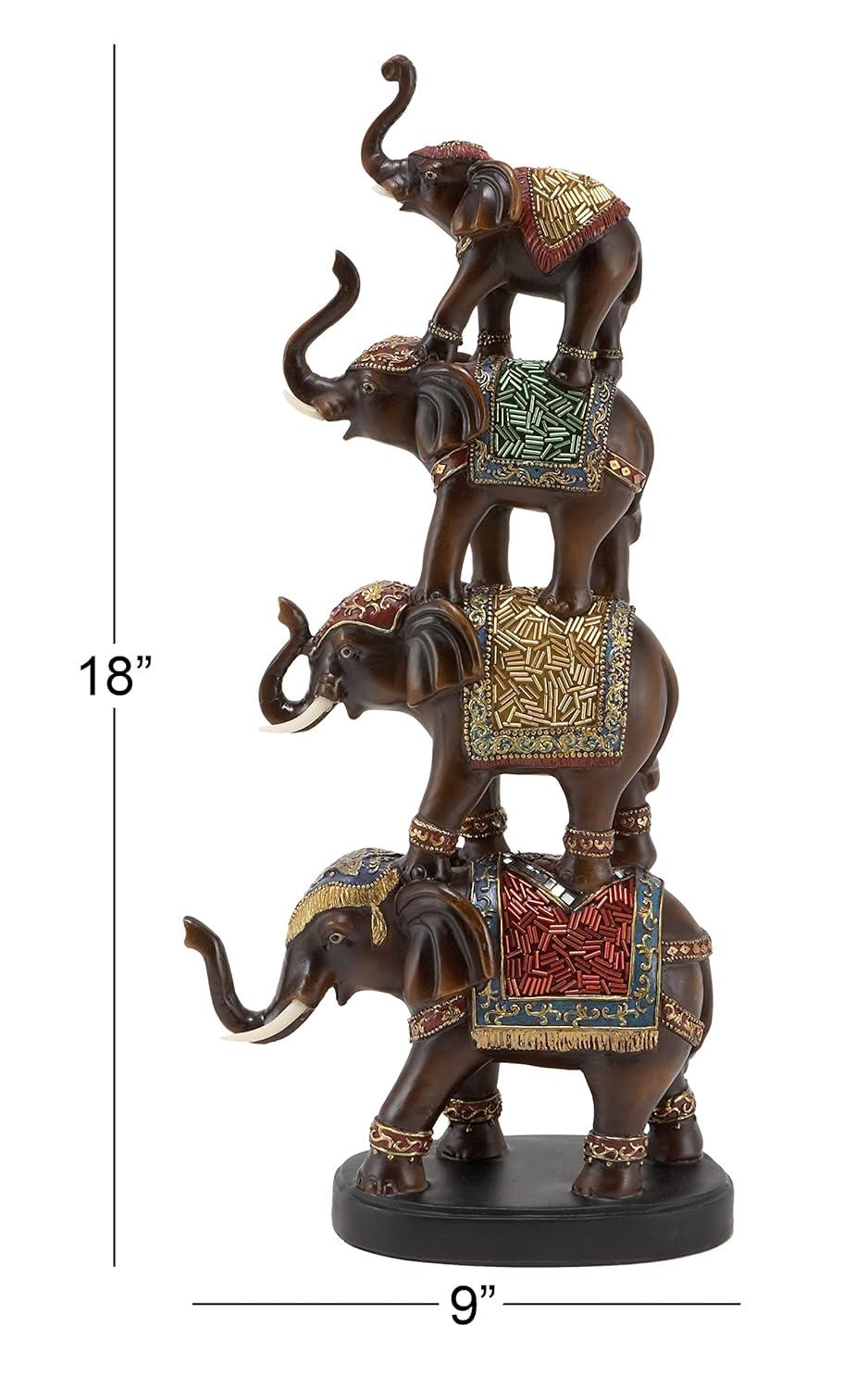 World Menagerie Pisarnik Polystone Elephant Decorative Brown Sculpture