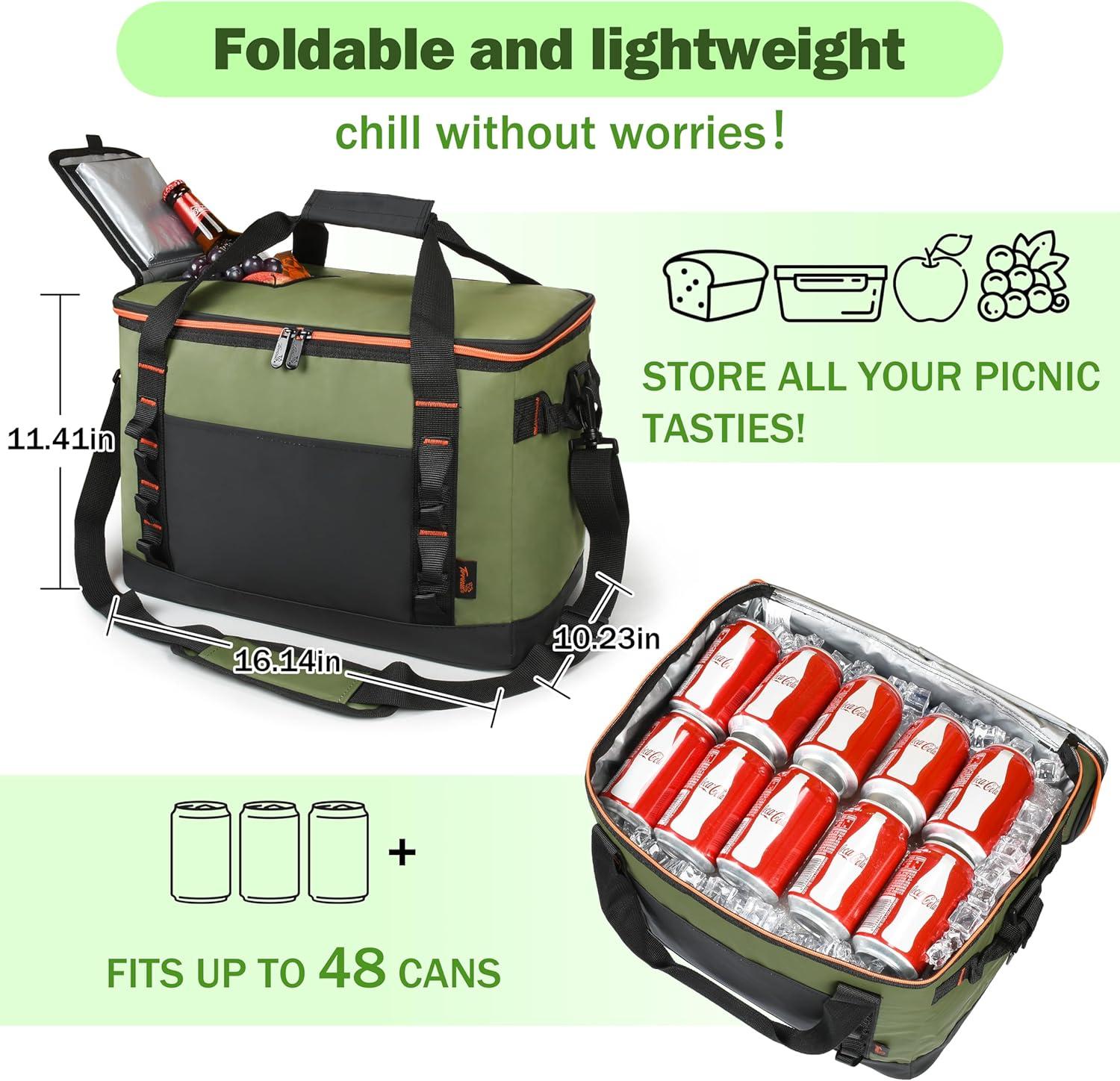 Tirrinia Tirrinia 31qt/48 Cans Soft Sided Cooler, Large capacity Soft Ice Chest, Portable Beach Cooler, Tirrinia CB