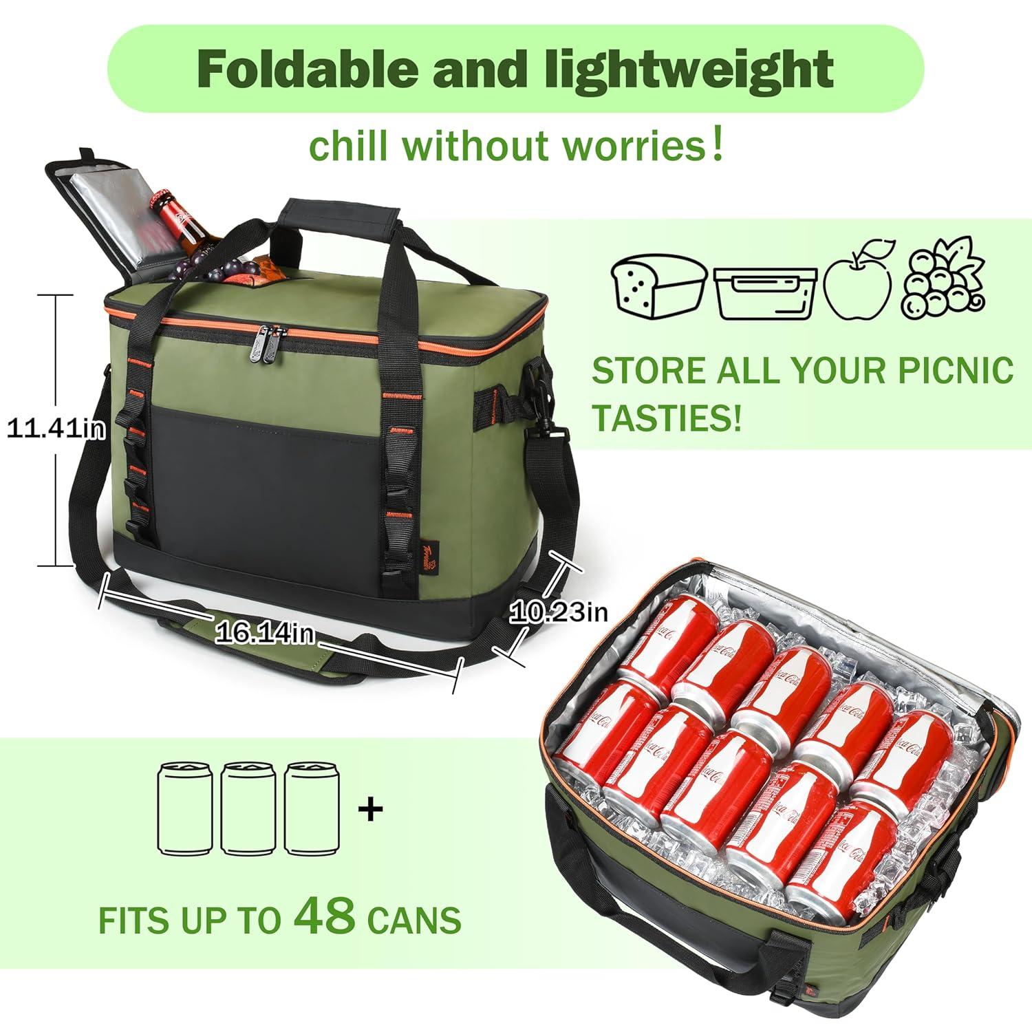 Tirrinia Tirrinia 31qt/48 Cans Soft Sided Cooler, Large capacity Soft Ice Chest, Portable Beach Cooler, Tirrinia CB