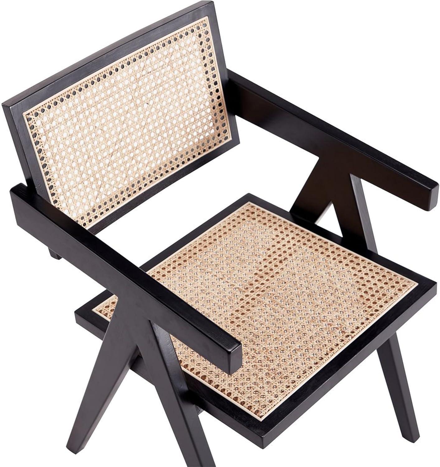 Manhattan Comfort Hamlet 18.11" Wood Dining Arm Chair in Black (Set of 2)