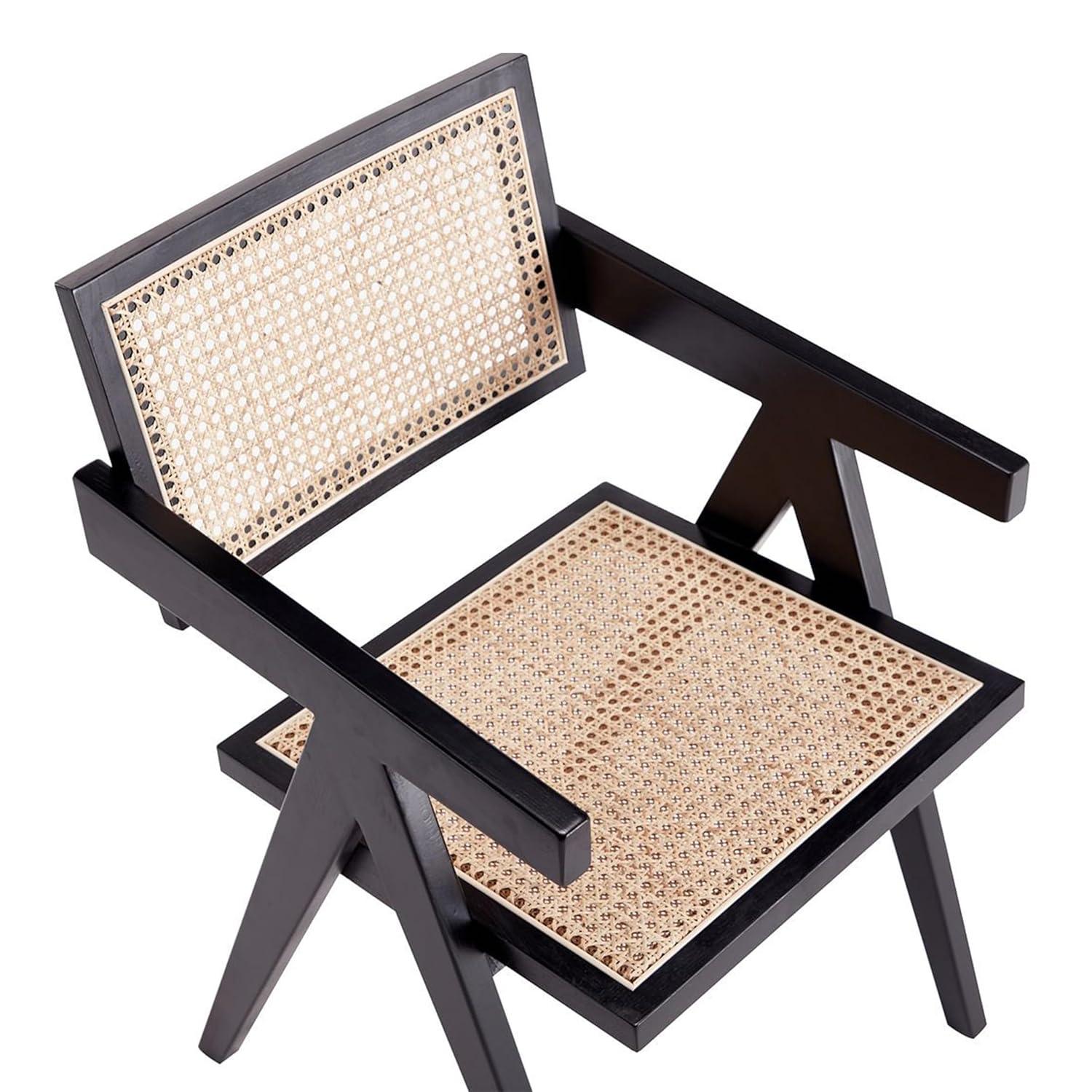 Manhattan Comfort Hamlet 18.11" Wood Dining Arm Chair in Black (Set of 2)