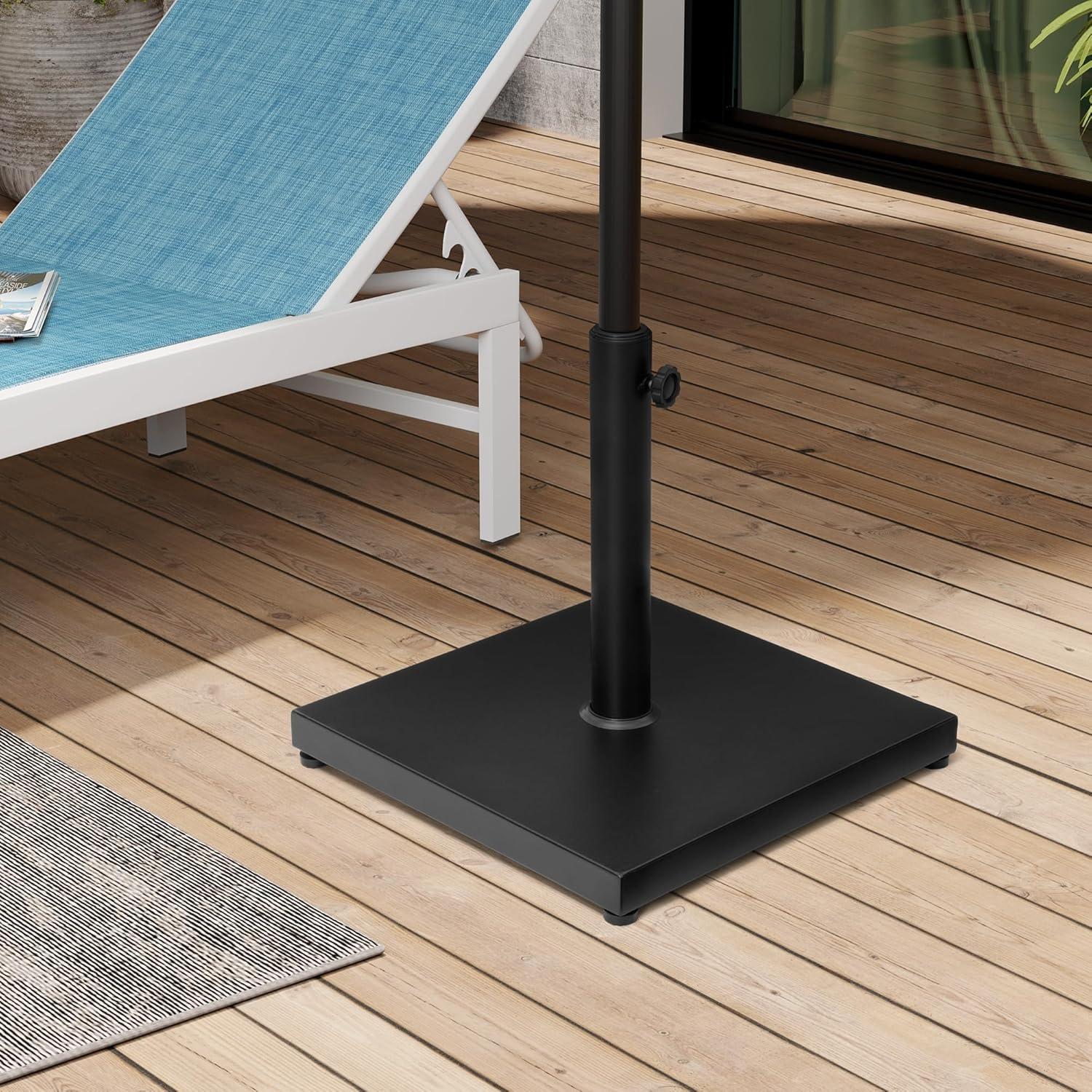 Heavy Duty Black Concrete and Steel Patio Umbrella Base Stand