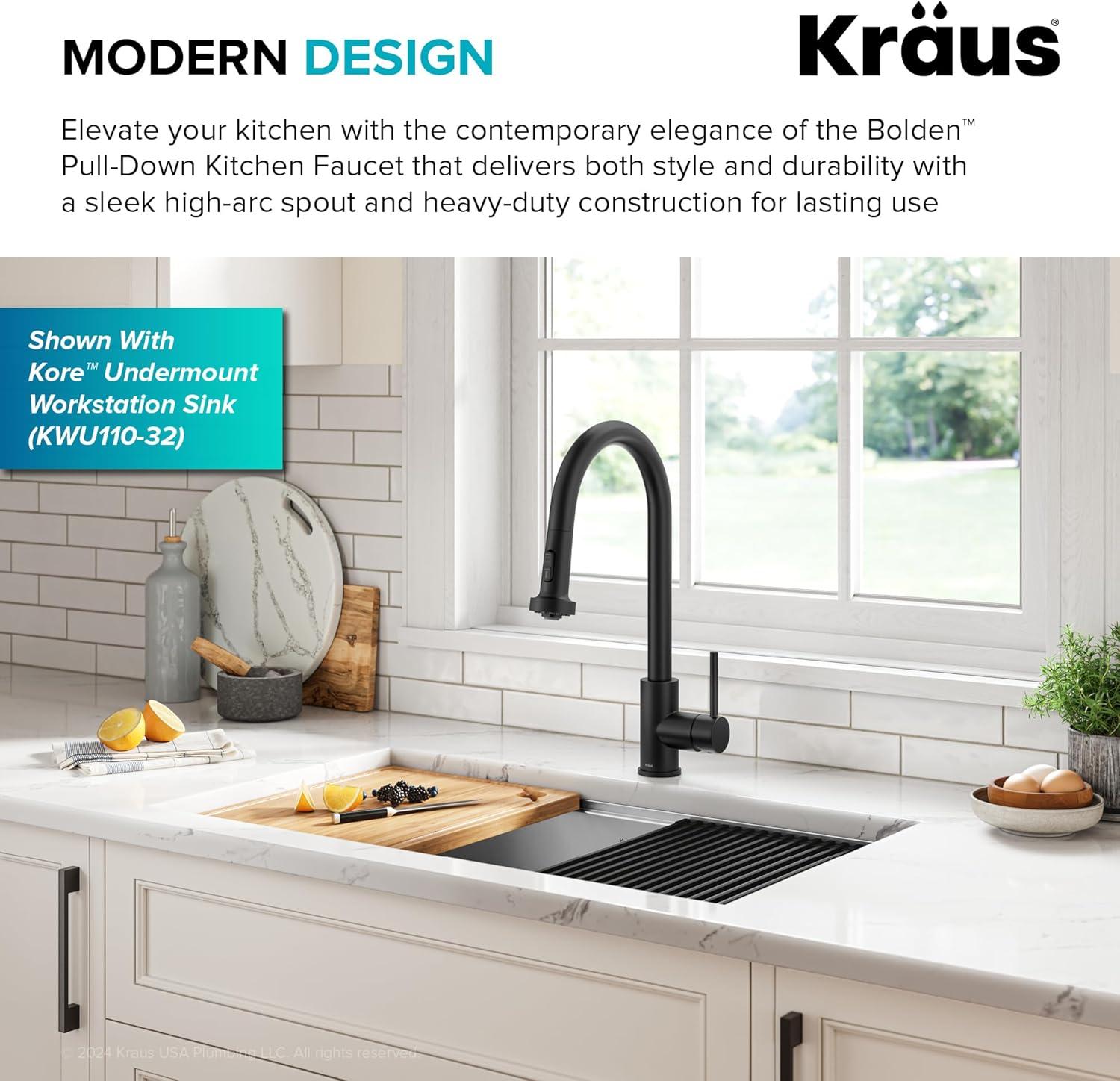 KRAUS Bolden 2-Function Single Handle Pull Down Kitchen Faucet