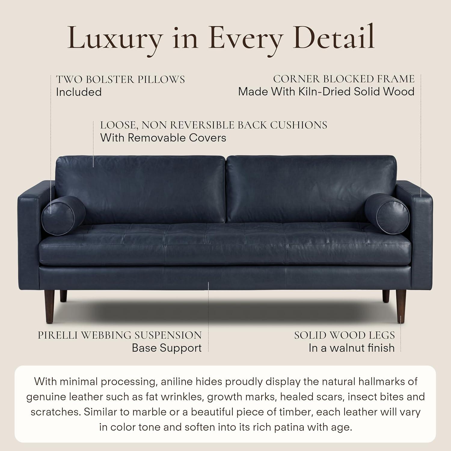 Athan Full-Grain Italian Genuine Leather Bench