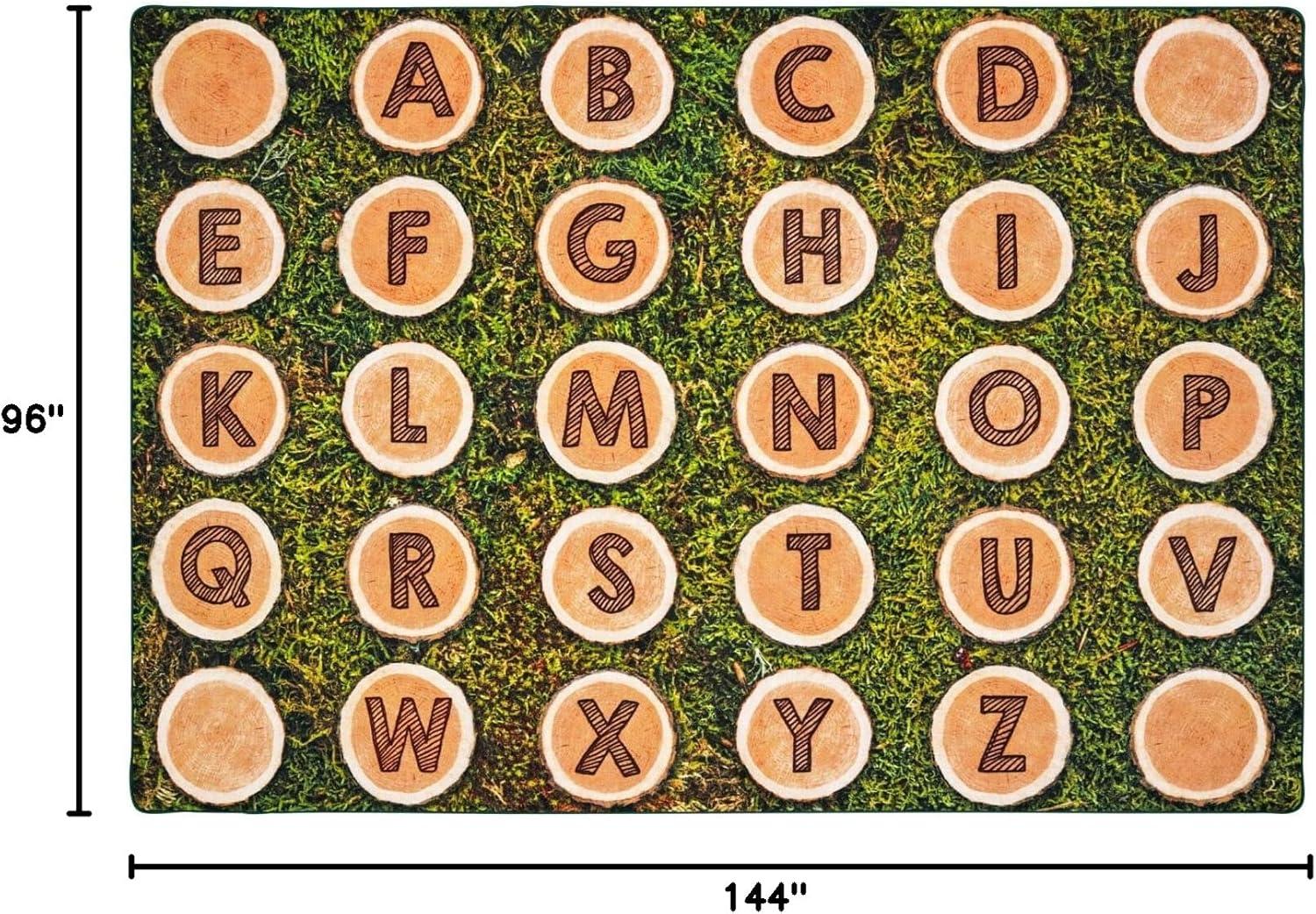 Carpets for Kids Pixel Perfect™ Alphabet Wood Stumps in Grass Tufted Brown/Green Area Rug