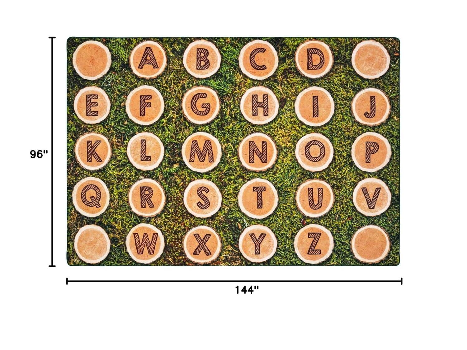 Carpets for Kids Pixel Perfect™ Alphabet Wood Stumps in Grass Tufted Brown/Green Area Rug