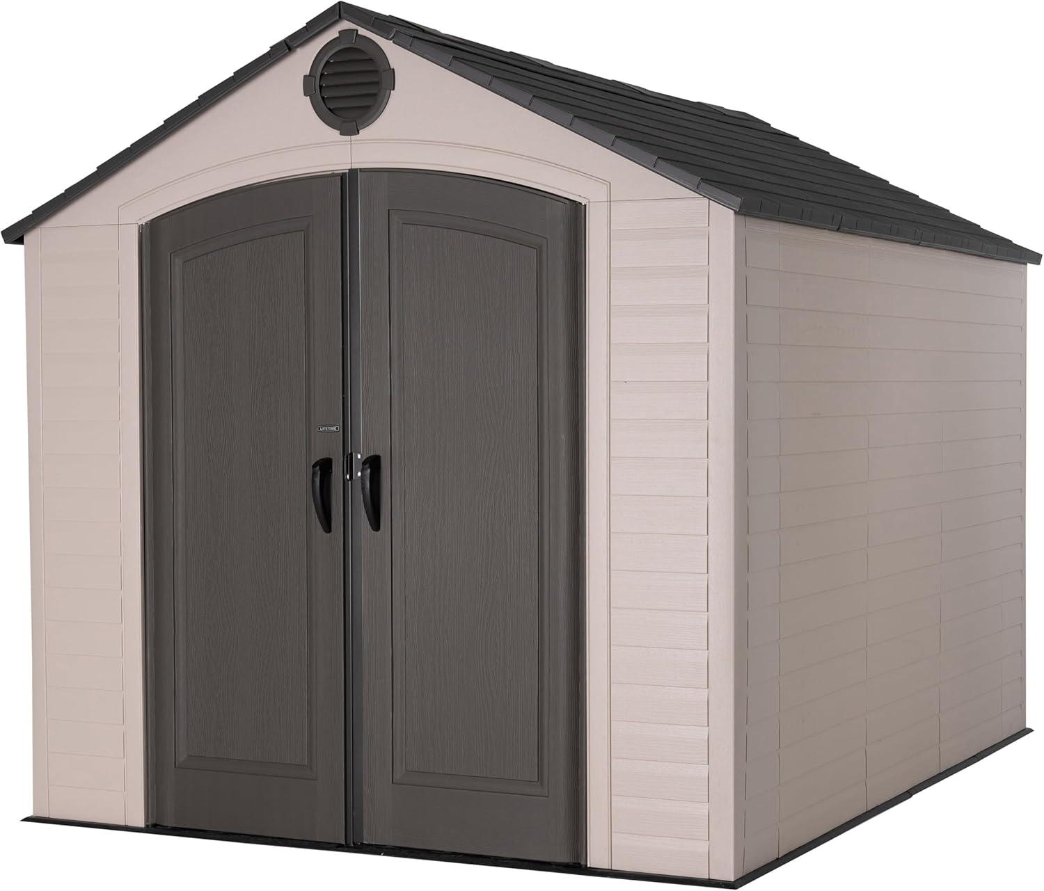 Lifetime Polyethylene Storage Shed, 71.25 sq. ft., 8 ft. x 10 ft. x 8 ft., Tan/Gray (60371)