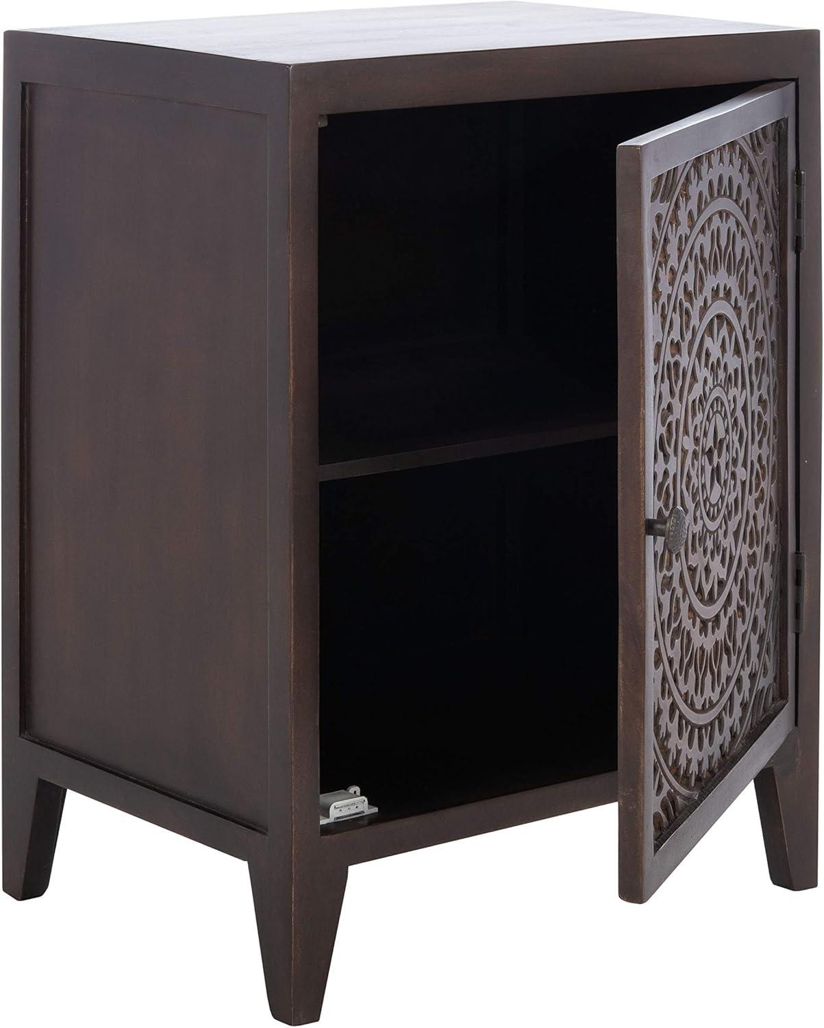 Thea 1 Door Carved Nightstand  - Safavieh