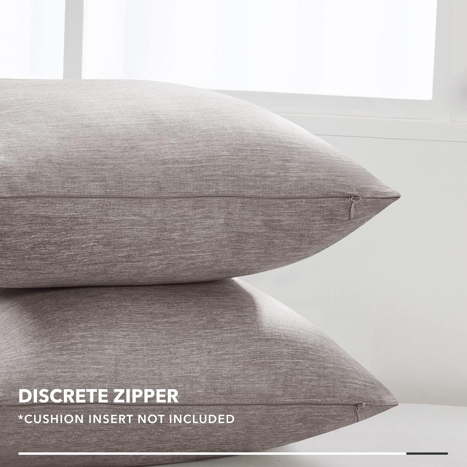 Deconovo Decorative Throw Pillow Covers - Set of 4 Soft Linen Cushion Covers, 20x20 Inch, Green & Machine Washable Pillowcases for Sofa, Bedroom, Living Room Décor, Beige