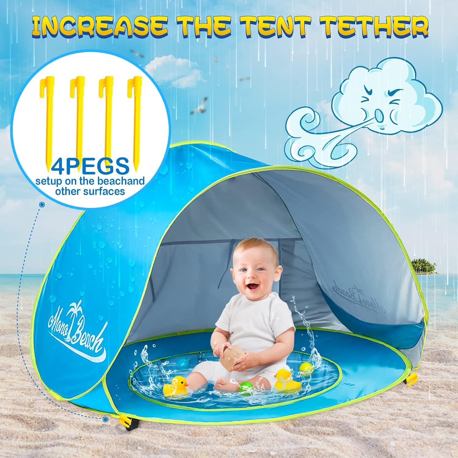 Blue Portable Baby Beach Tent with UV Protection