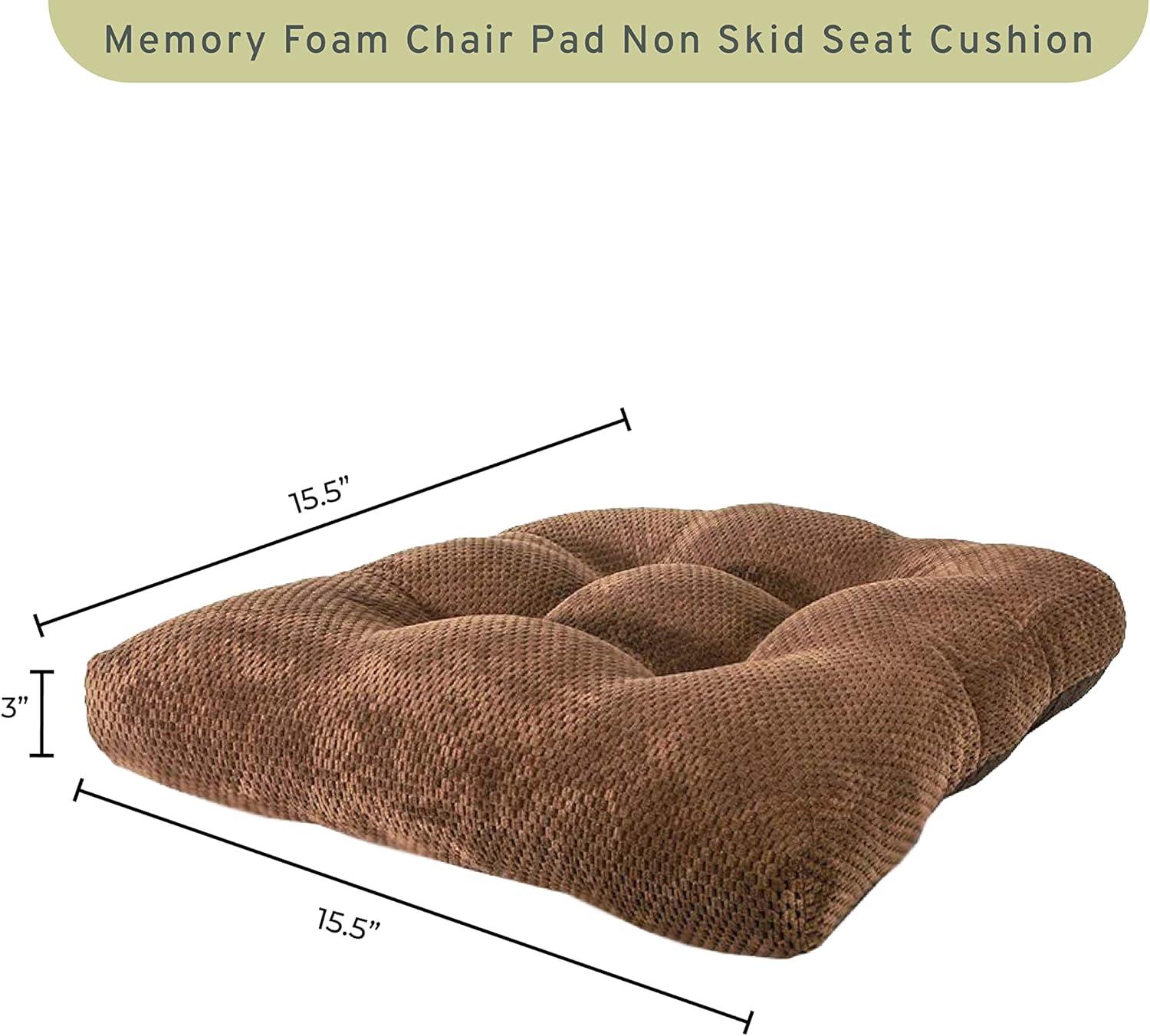 Chocolate Brown Memory Foam Chair Cushions Set of 2