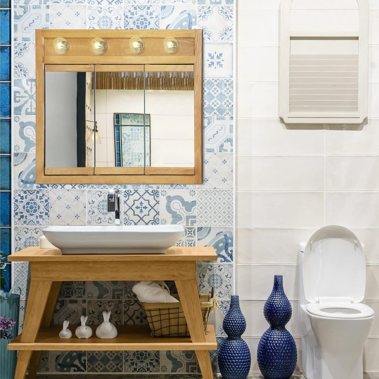 Design House Wall Mount Richland 30" Bathroom Cabinet, Nutmeg Oak