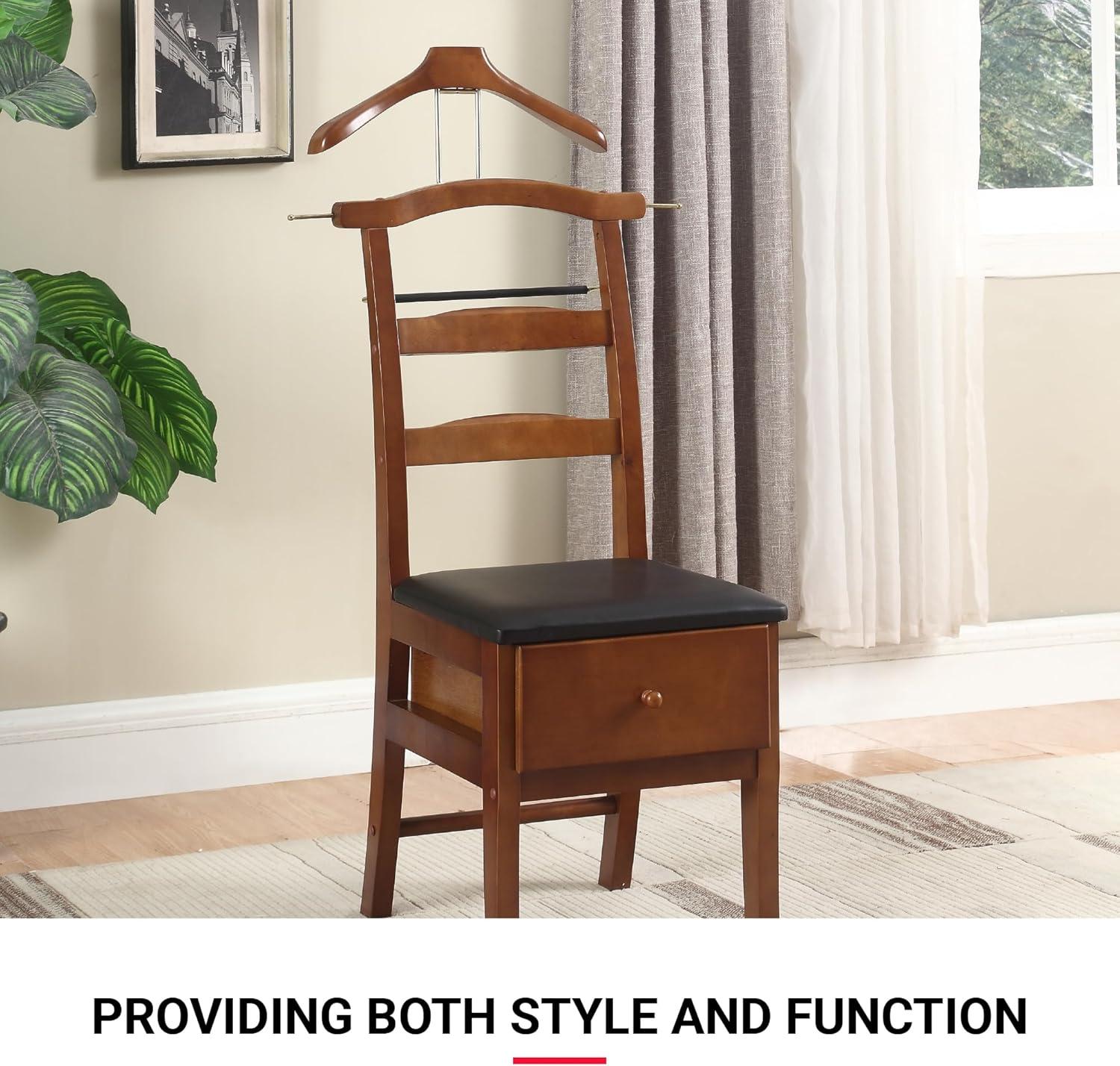 Vl16123 Manchester Chair Valet, Light Walnut Finish, Traditional Design with Solid Maple Wood