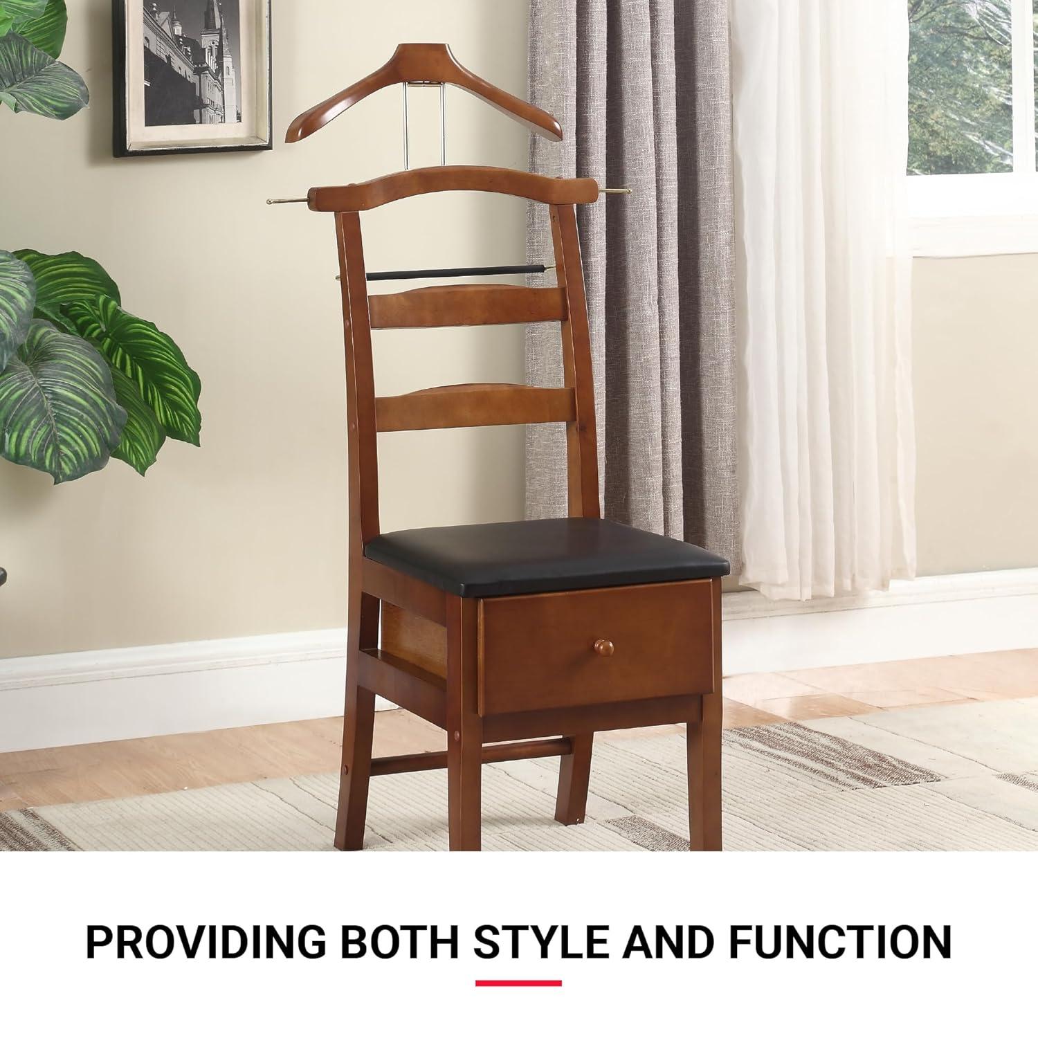 Vl16123 Manchester Chair Valet, Light Walnut Finish, Traditional Design with Solid Maple Wood