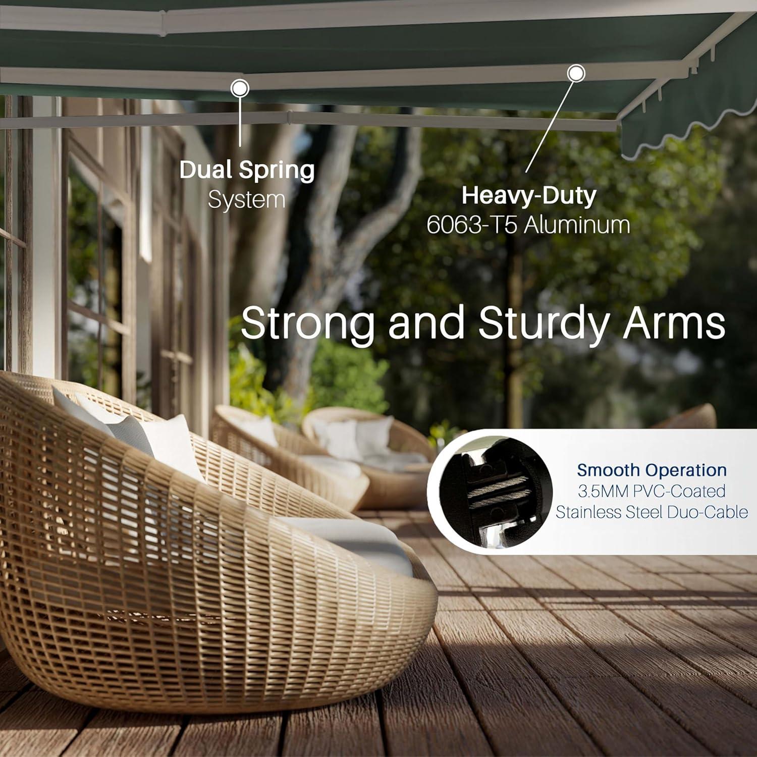 Retractable Patio Awning - White Frame