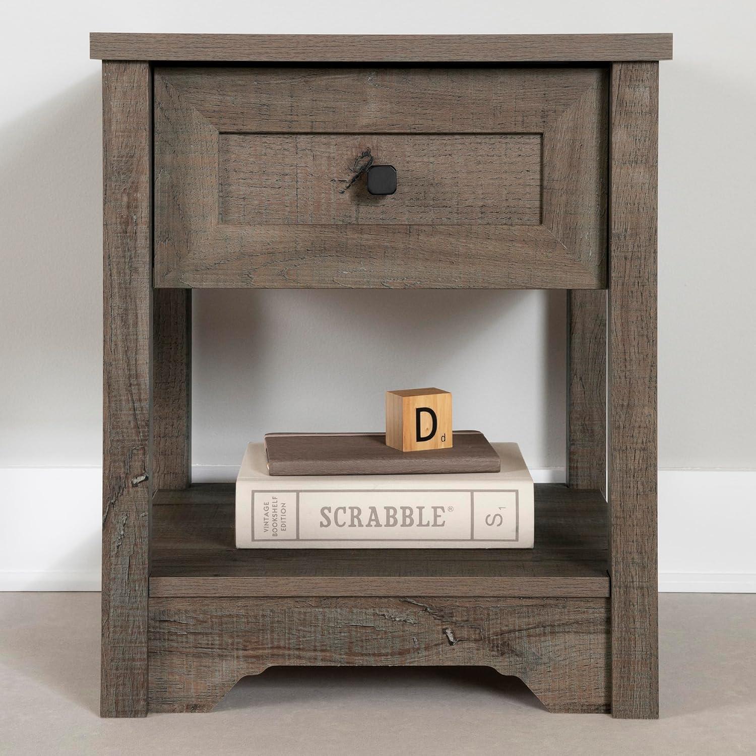 South Shore Hazen, Farmhouse Nightstand,  Brown