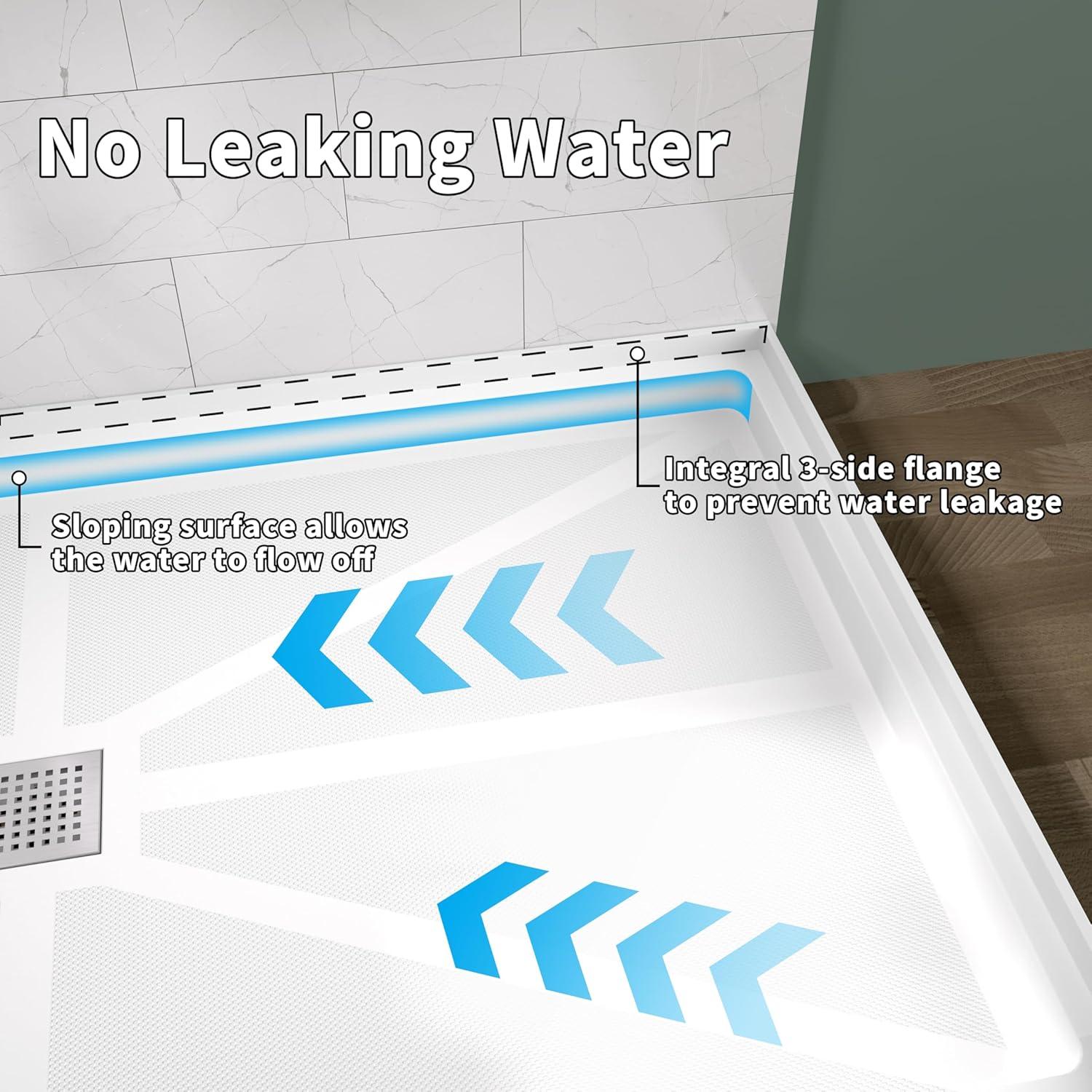 60''X 30'' Glasstone Shower Base Smc Solid White Finish