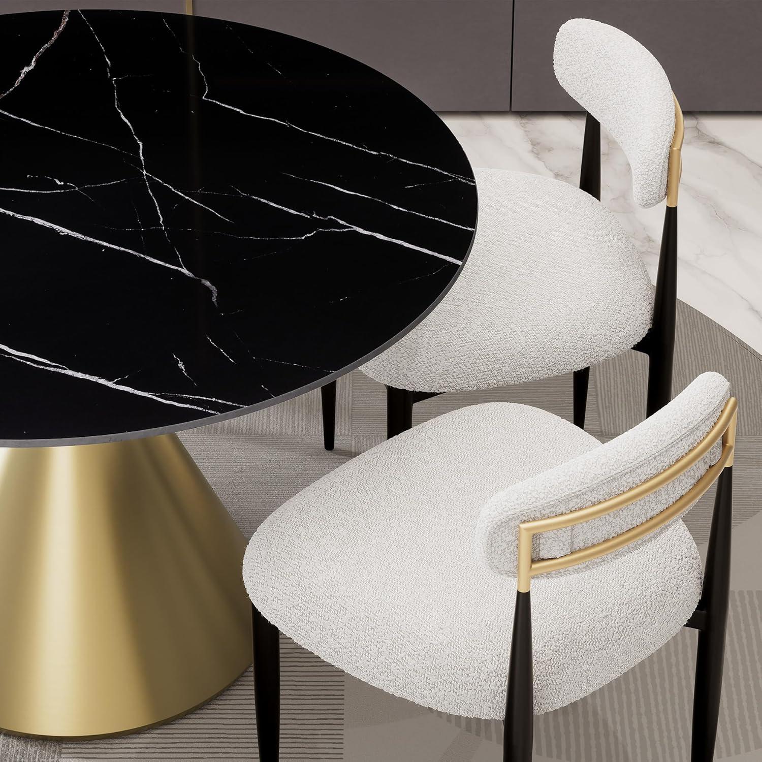 2 Pieces Boucle Armless Dining Chair, Upholstered Accent Chair