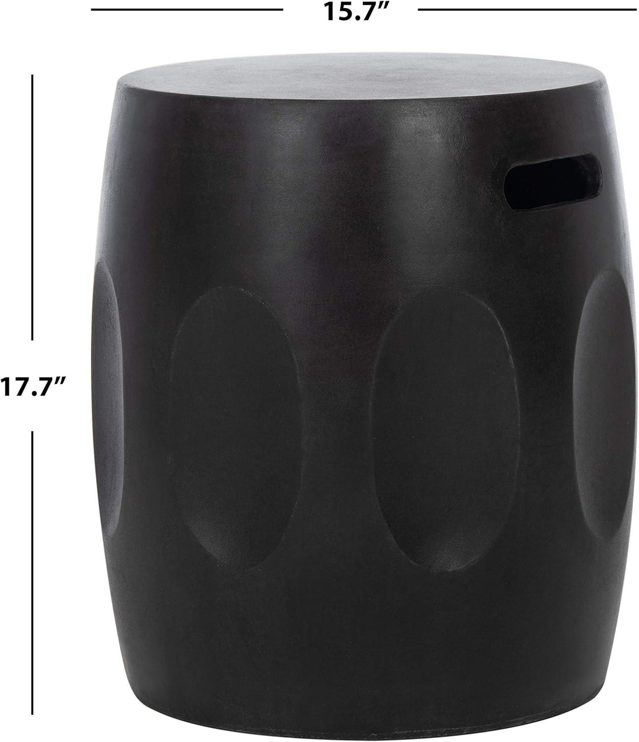 Zuri Modern Black Concrete Round Accent Table for Indoor/Outdoor