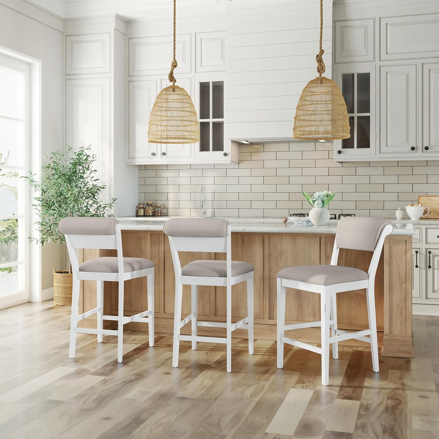 Clarion Wood and Upholstered Panel Back Counter Height Stool Sea White - Hillsdale Furniture