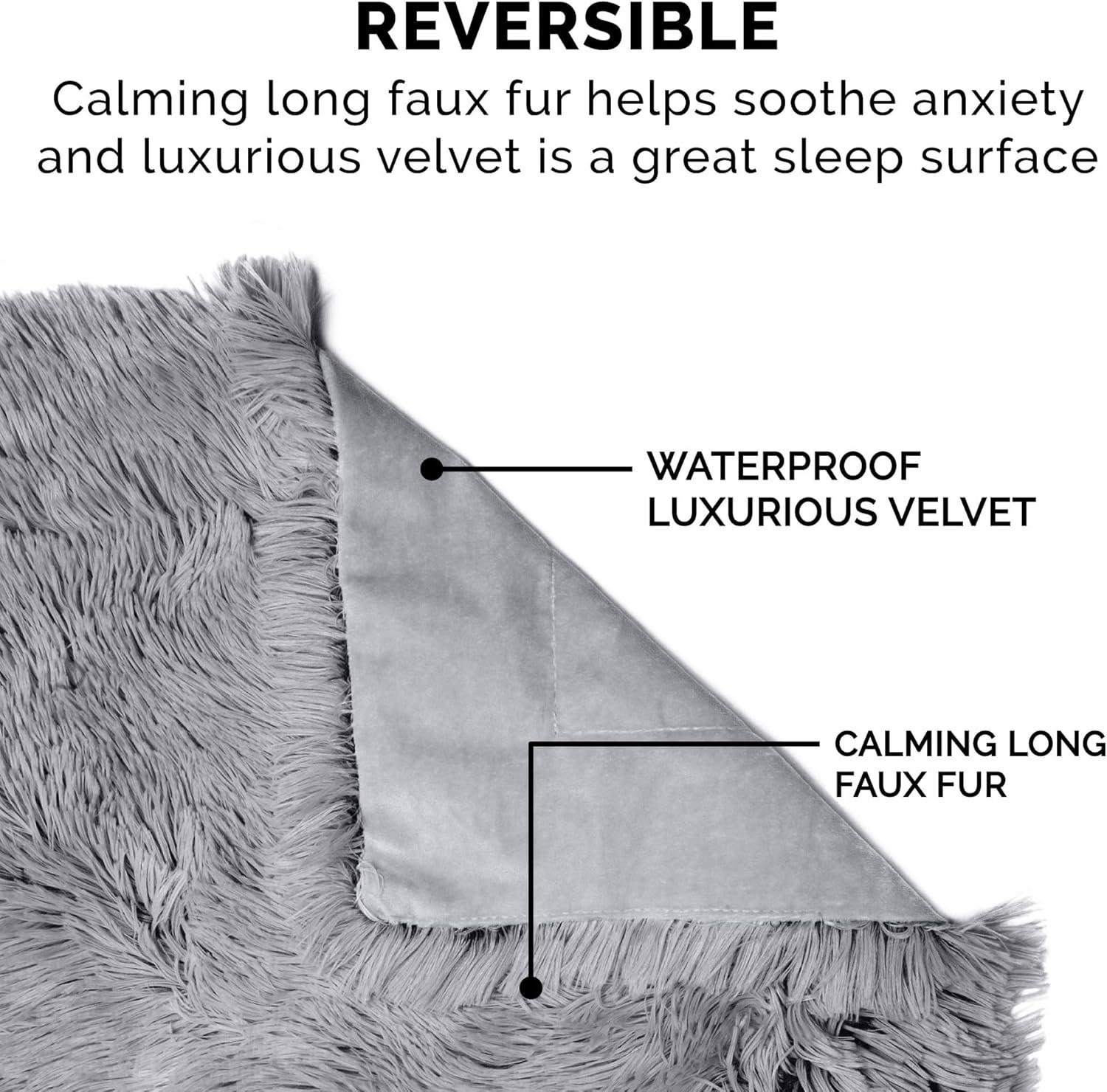 QUALITY FLOORING INC. Waterproof Throw Blanket For Dogs & Indoor Cats, Washable - Shaggy Plush Calming Long Faux Fur & Velvet Dog Blanket