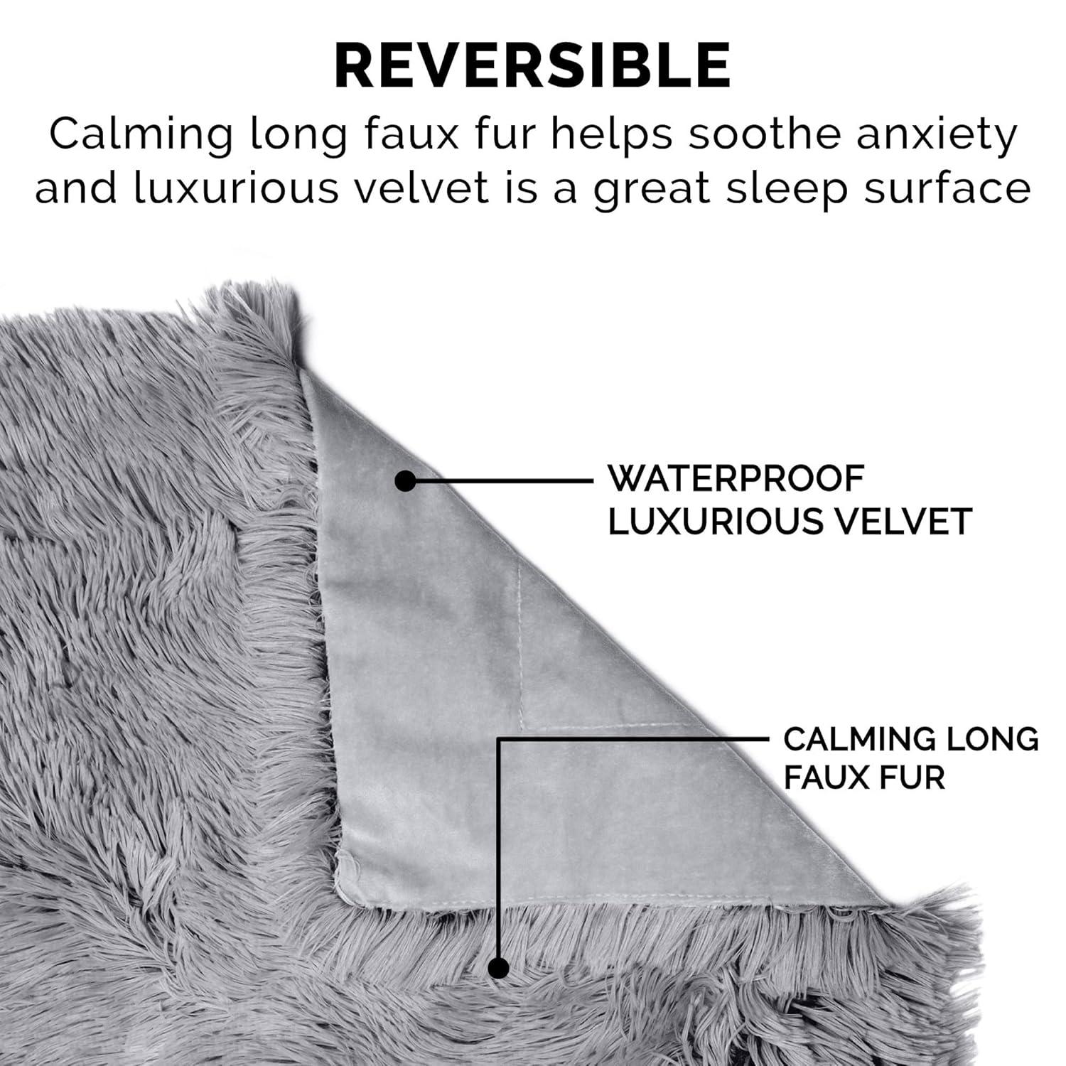 QUALITY FLOORING INC. Waterproof Throw Blanket For Dogs & Indoor Cats, Washable - Shaggy Plush Calming Long Faux Fur & Velvet Dog Blanket