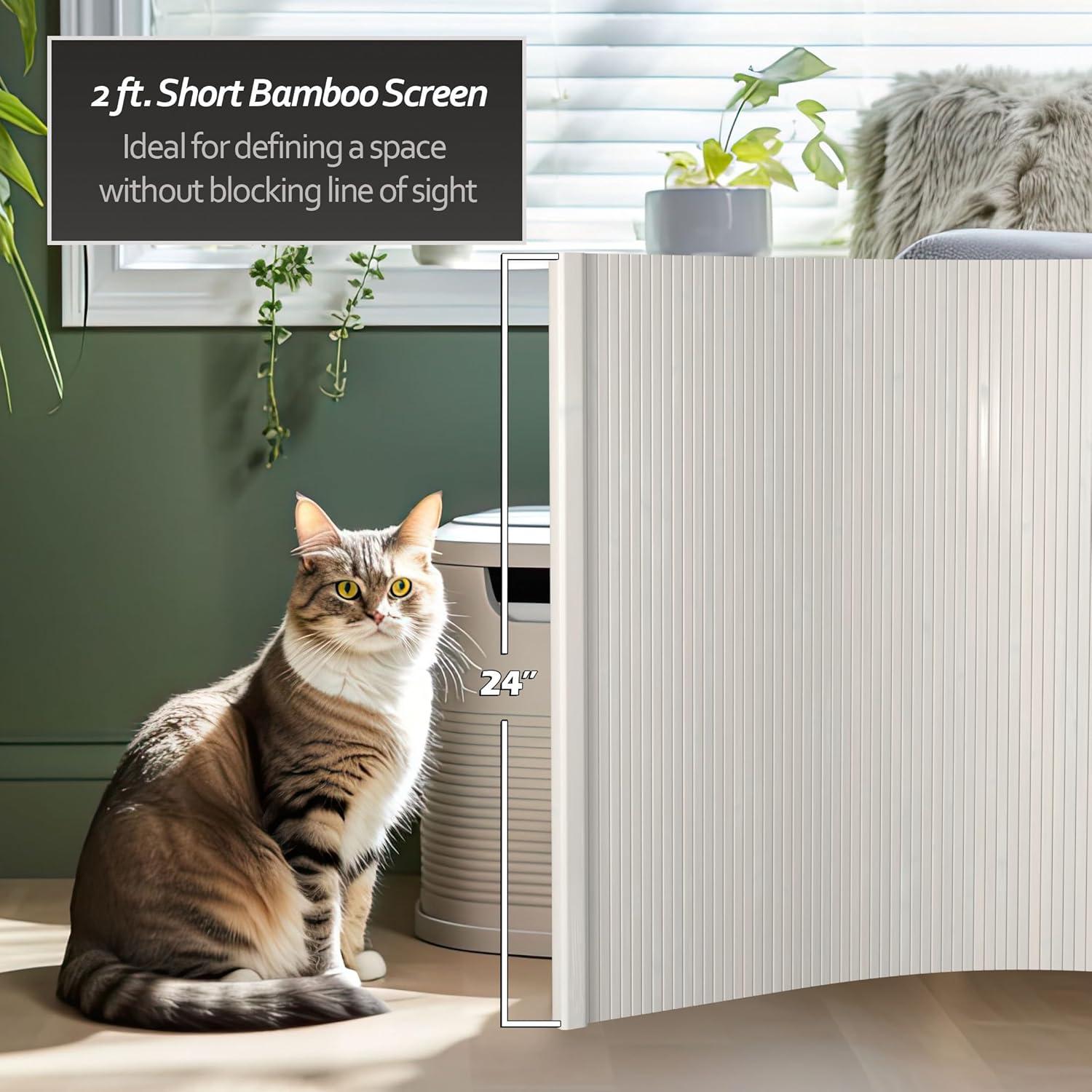 2 ft. Short Bamboo Wave Screen - White