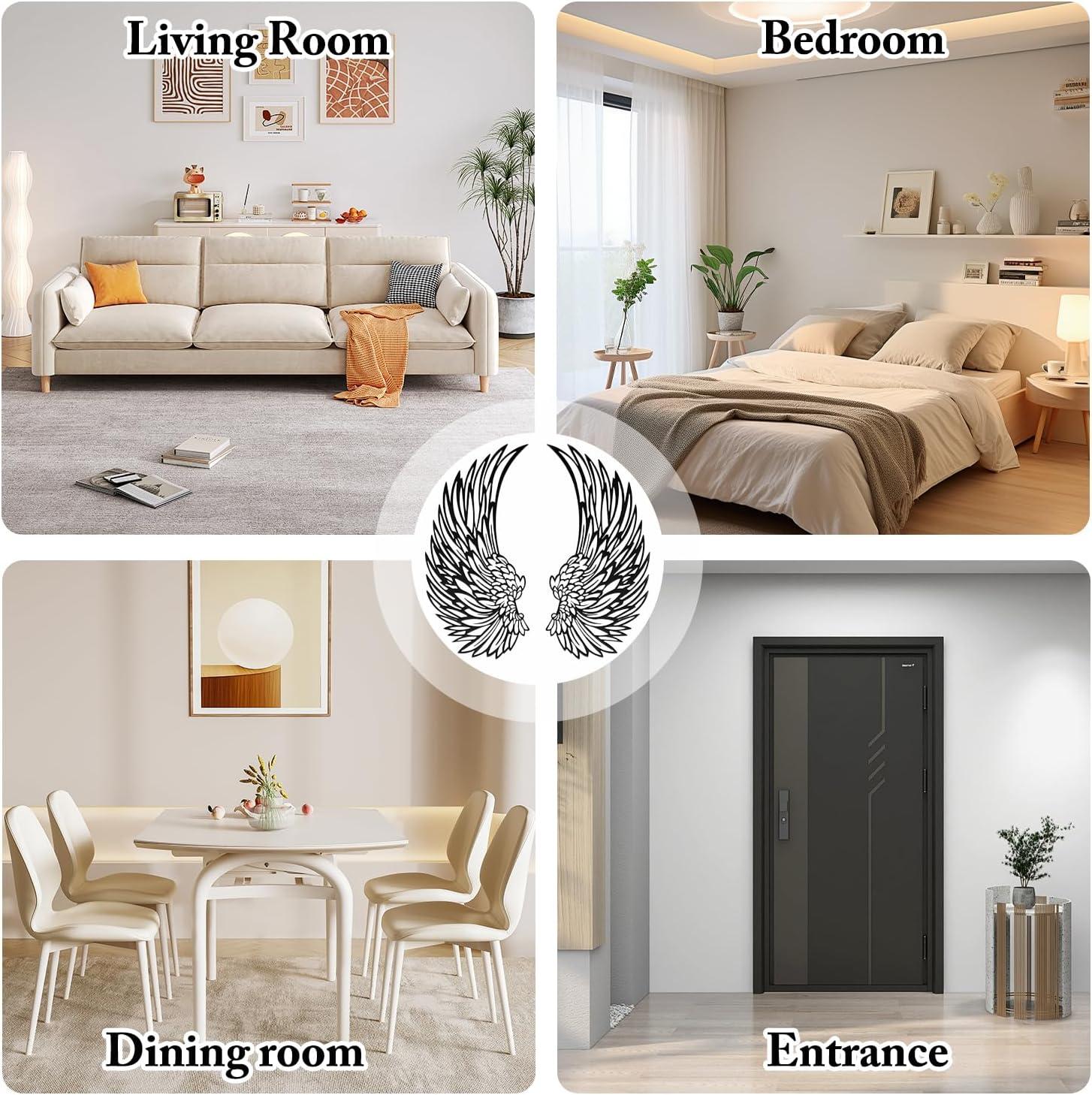 Angel Wings Metal Wall Art, Hilingoto Metal Wall Art, 1 Pair Angel Metal Wall Art with Led Lights Wall Art Decoration Ornament Angel Metal Wall Decor Mother's Day Hanging Decoration Crafts