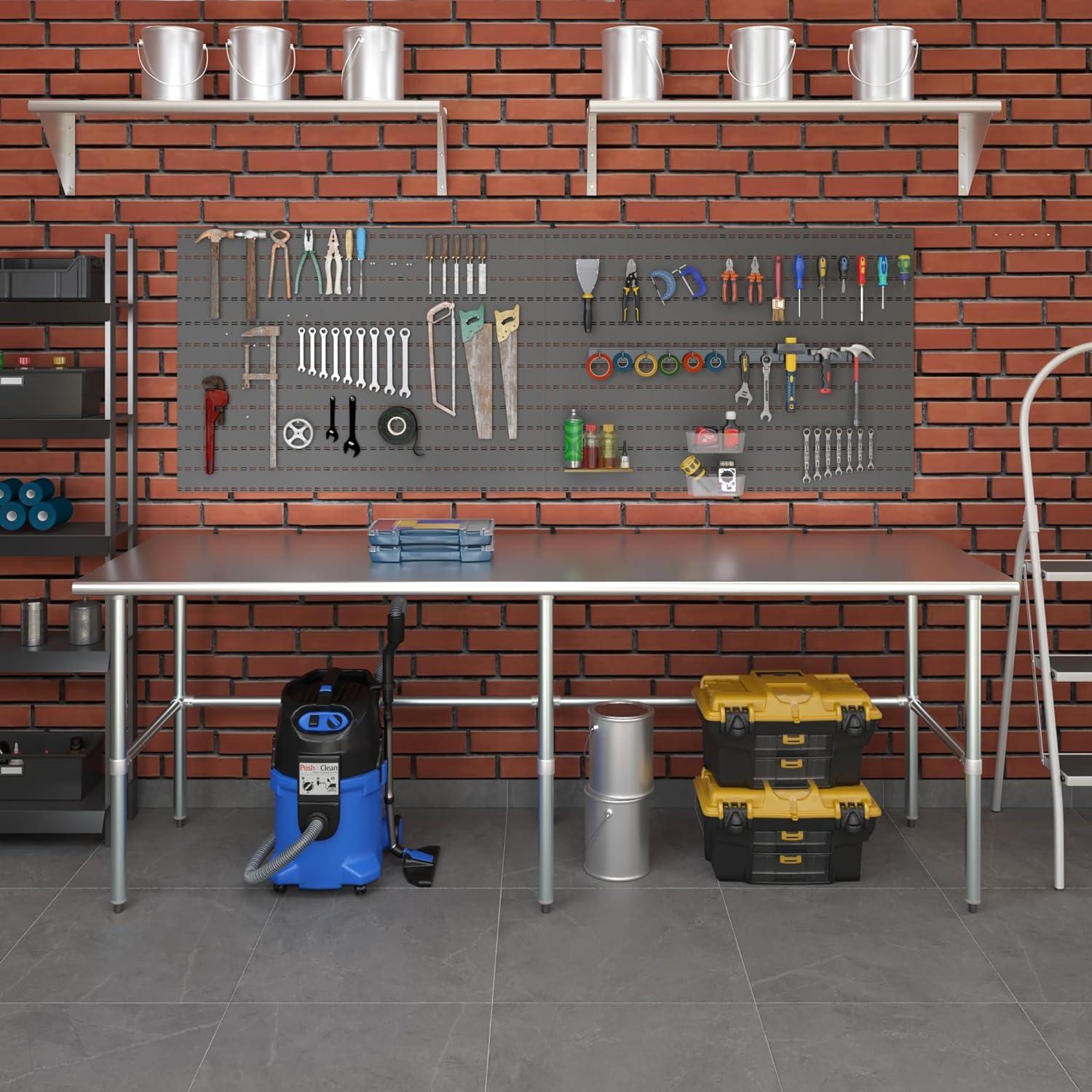 AmGood 30 in. x 96 in. Open Base Stainless Steel Work Table | Residential & Commercial