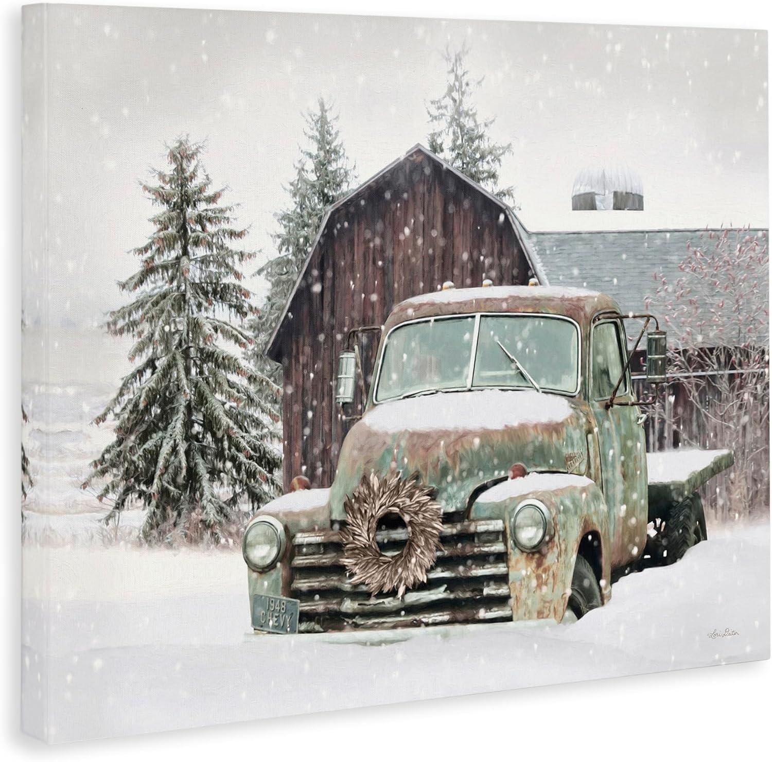 Stupell Industries Winter Rural Vintage Truck & Barn, 20" x 16"