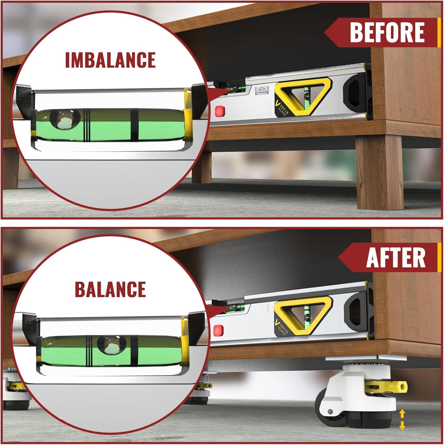 HOLKIE Leveling Caster Wheels set of 4,Heavy Duty Industrial Workbench Wheel with Adjustable Leveling Pads,Total Capacity 2200 Lbs