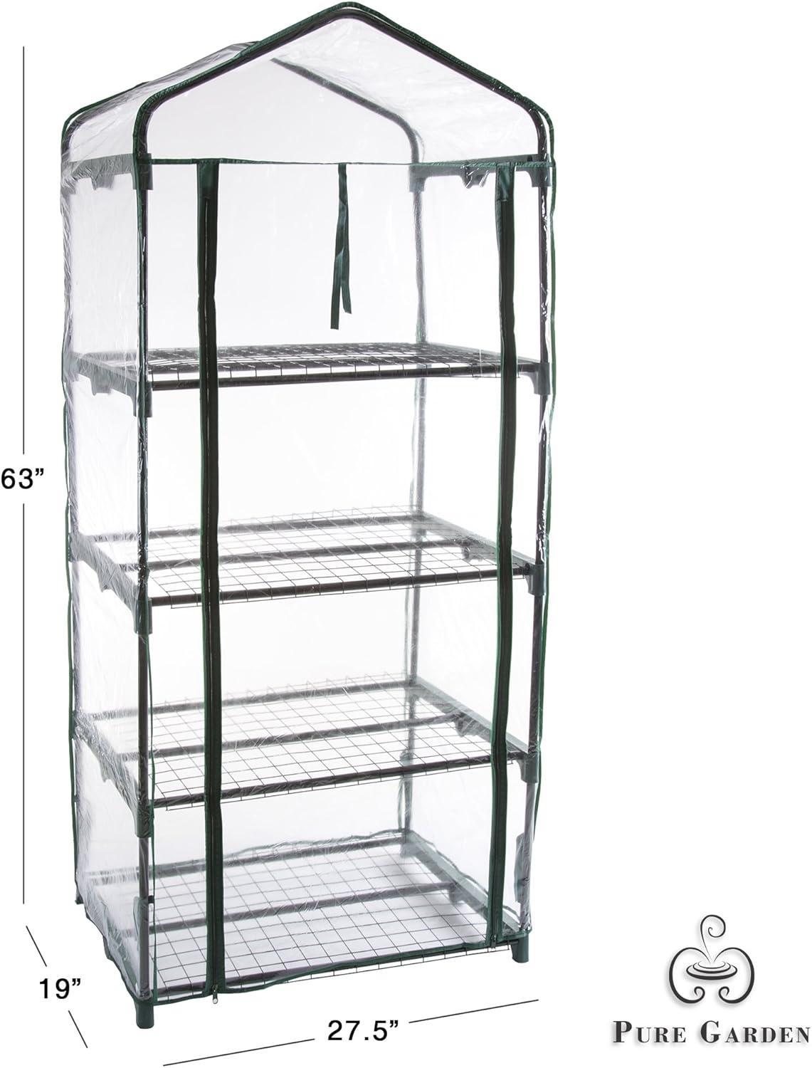 4-Tier Portable Mini Greenhouse- Rust-Resistant Frame and PVC Cover for Indoor/Outdoor