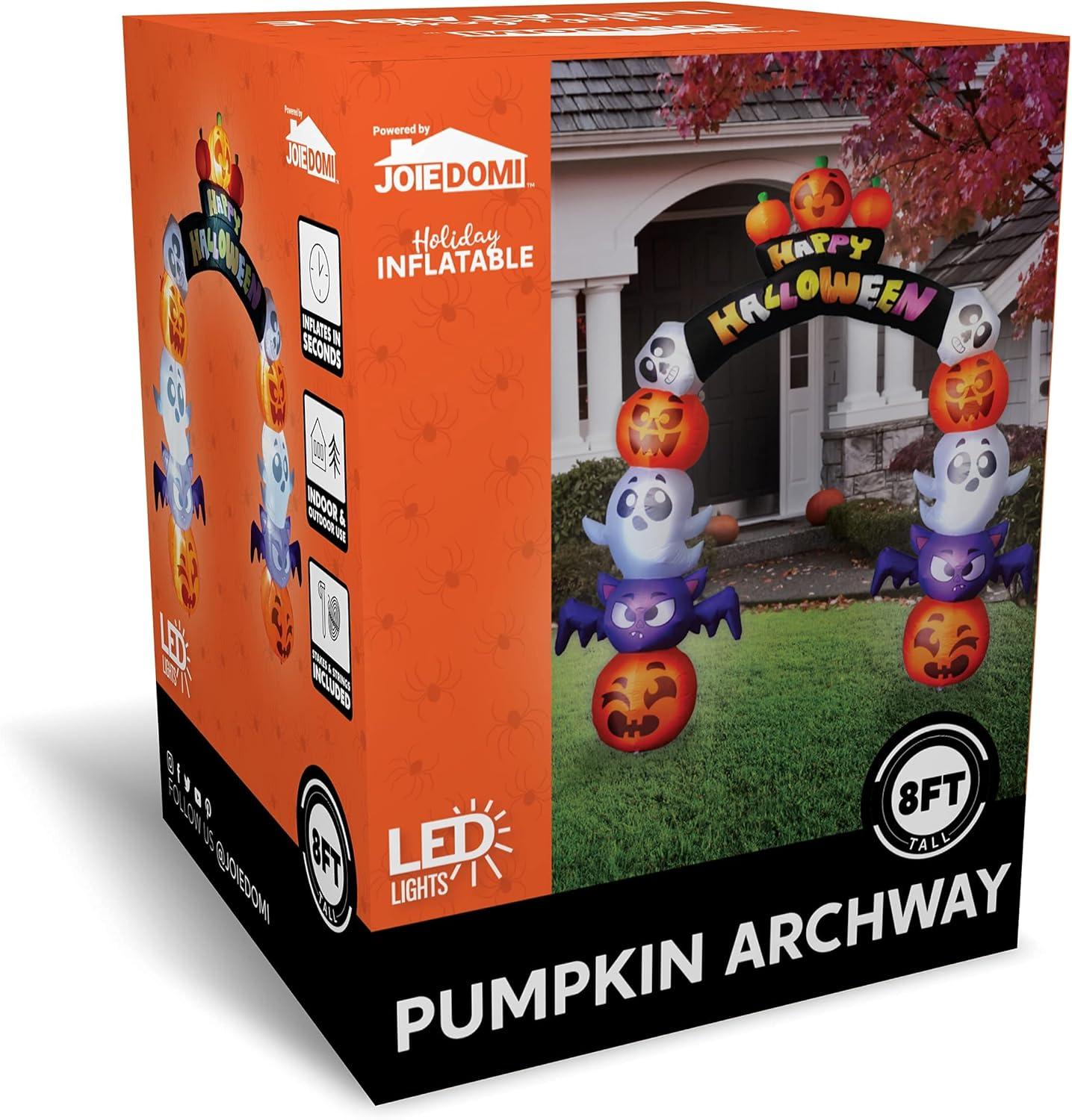Joiedomi 8 FT Cute Halloween Inflatables Pumpkin Archway Outdoor Decoration, Archway Halloween Blow Up for Yard with Build-in LED Lights, Inflatable Arch Yard Outside Pumpkin Decor for Party, Garden
