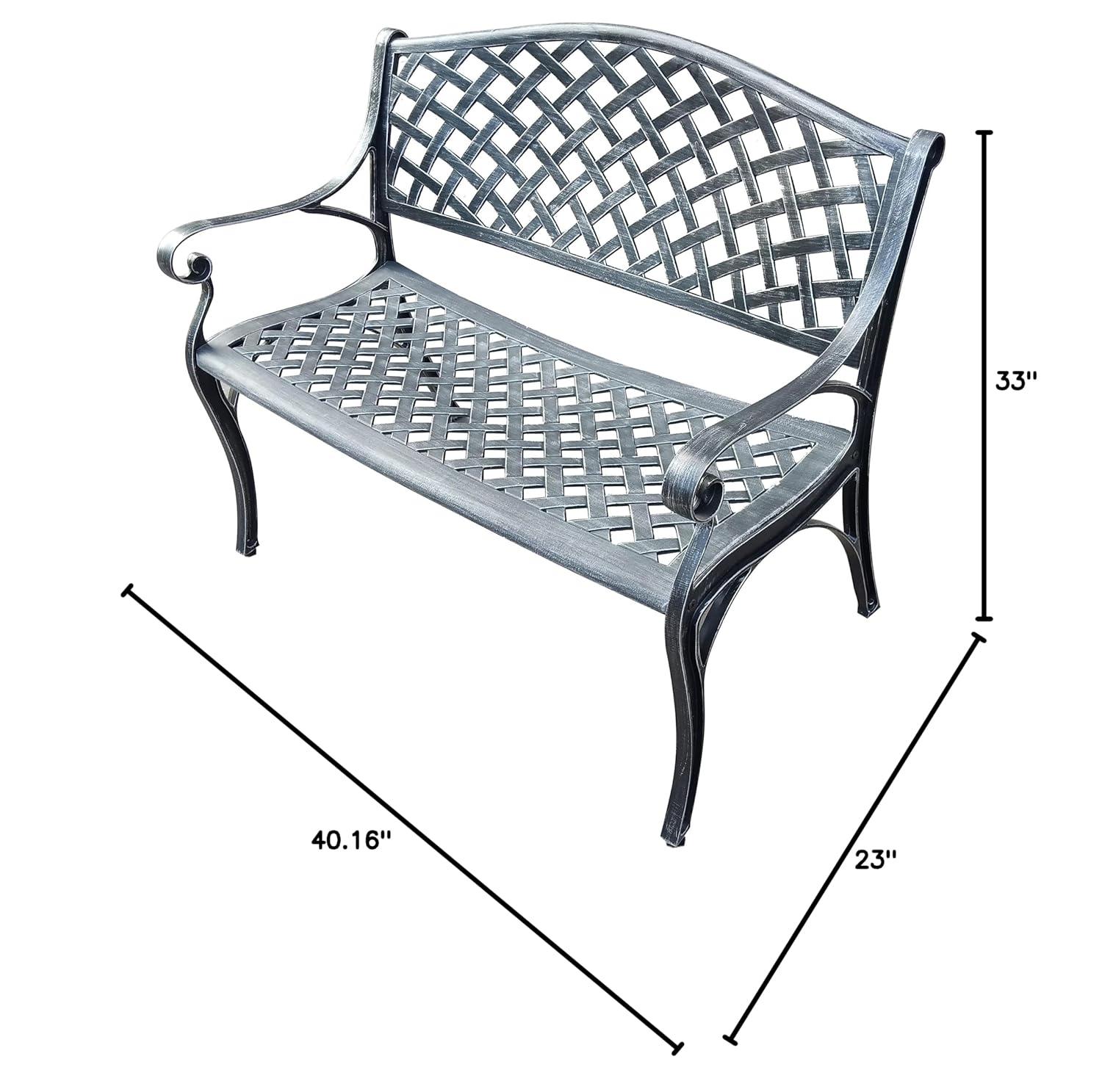 Modern Aluminum Patio Bench - Gray - Oakland Living