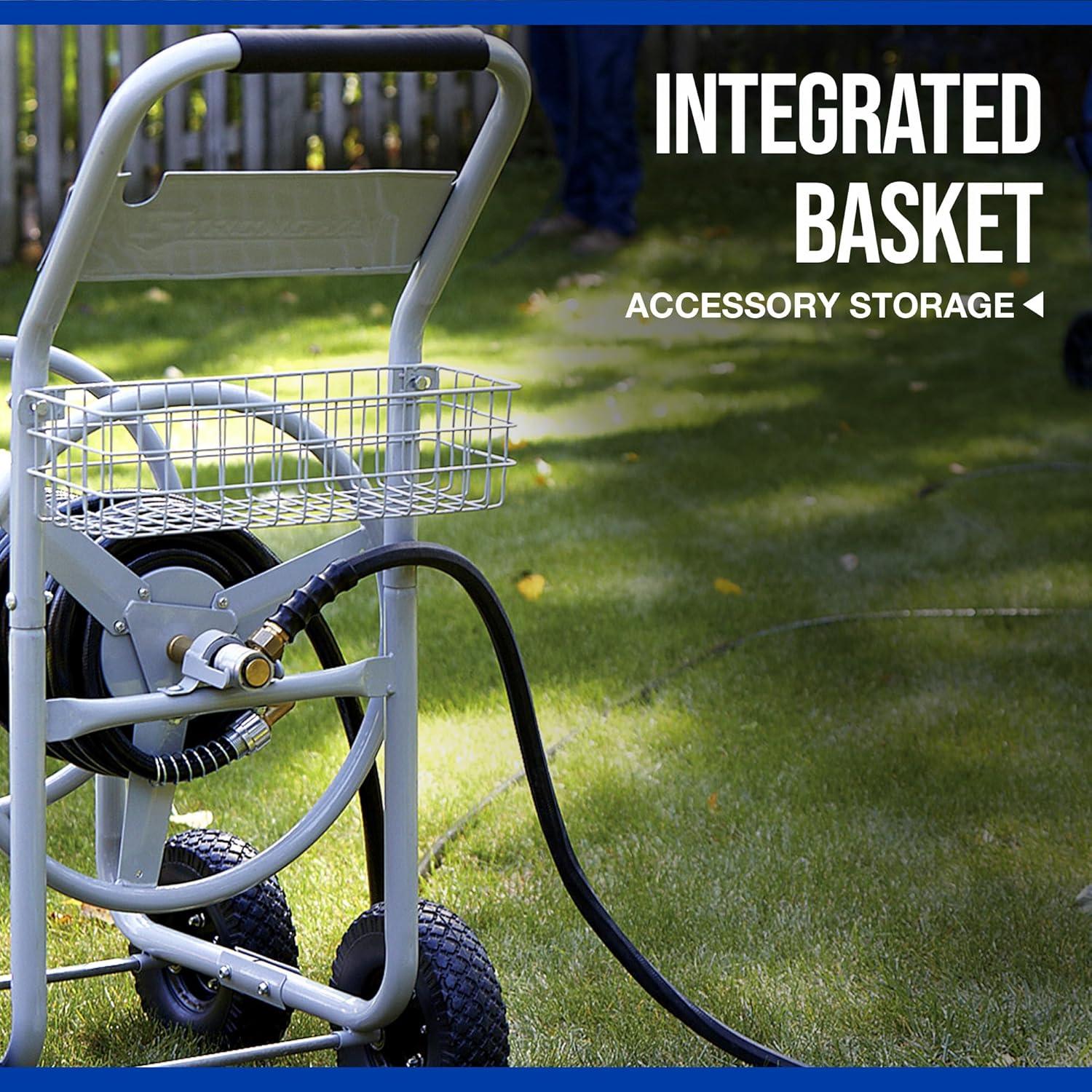 Heavy-Duty Steel Garden Hose Reel Cart with 400ft Capacity