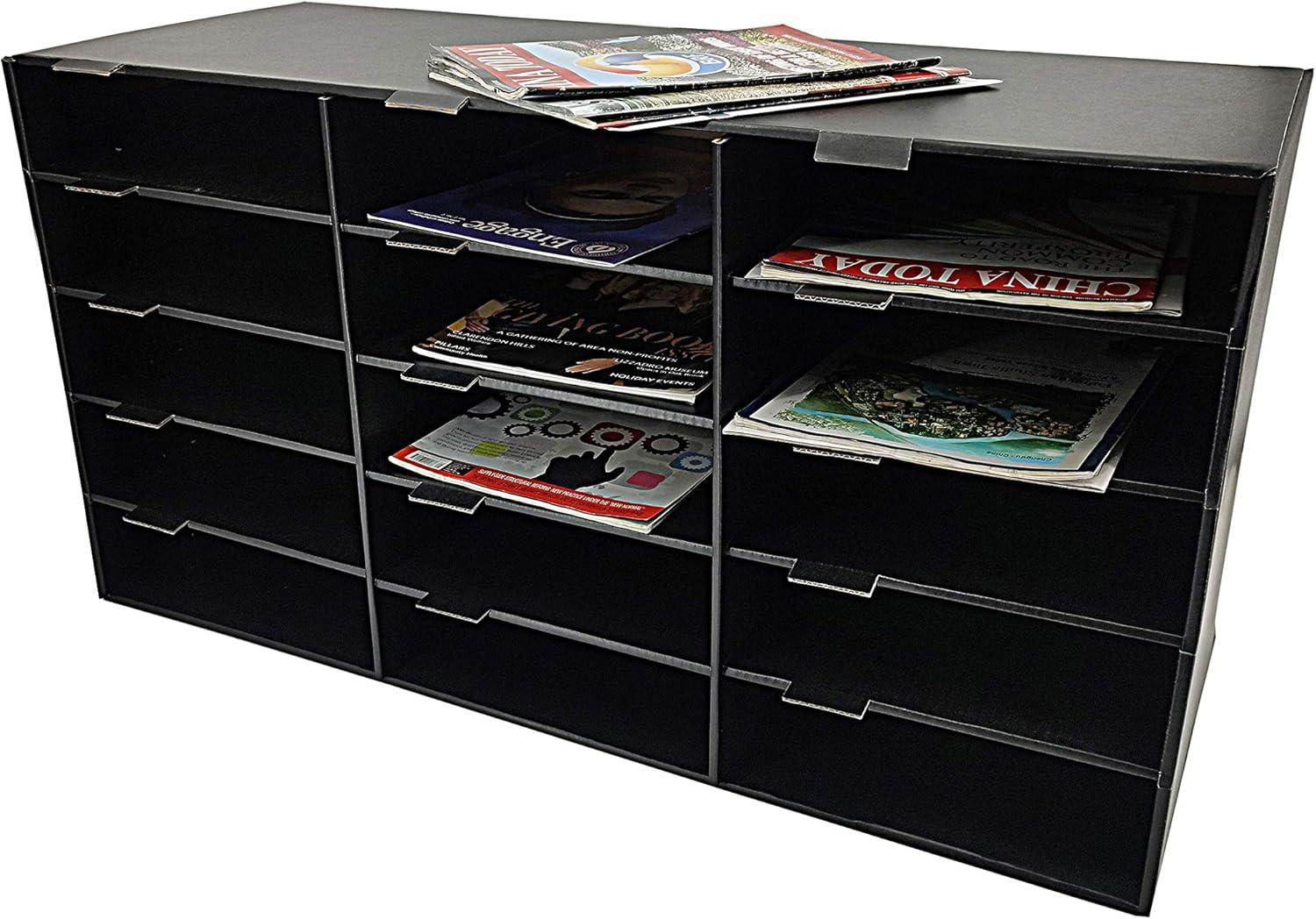 Black 15-Slot Vertical File Organizer for Office and Classroom