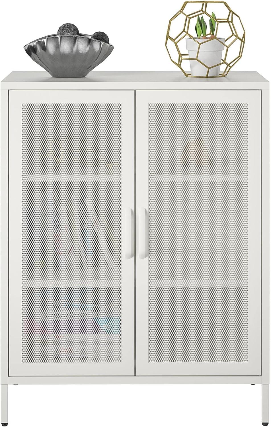 RealRooms Shadwick 2 Door Storage Cabinet-Mesh Metal Locker