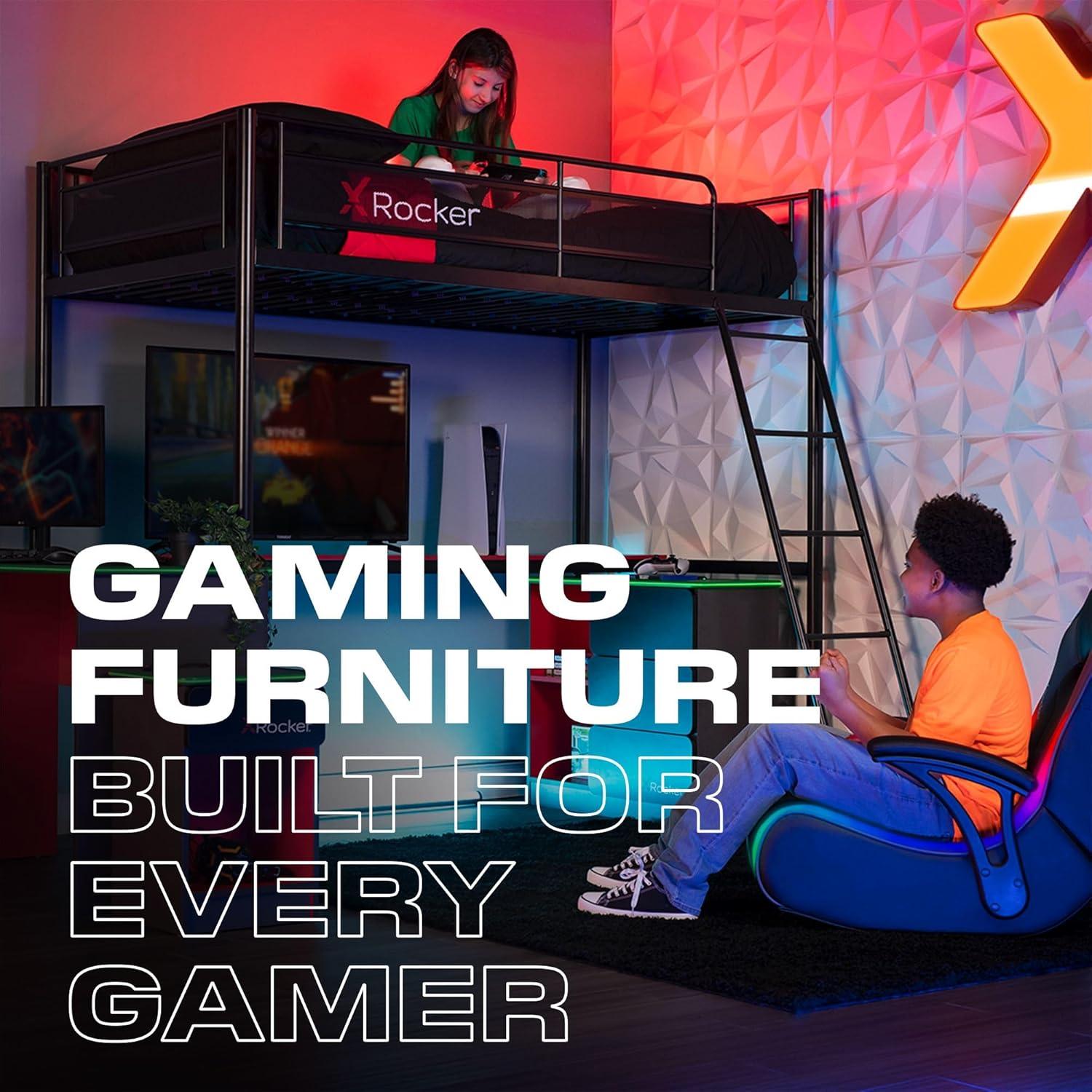 X Rocker Rogue 2.0 Bluetooth PC Chair, Gray, 25.6 x 23.62 x 43.5