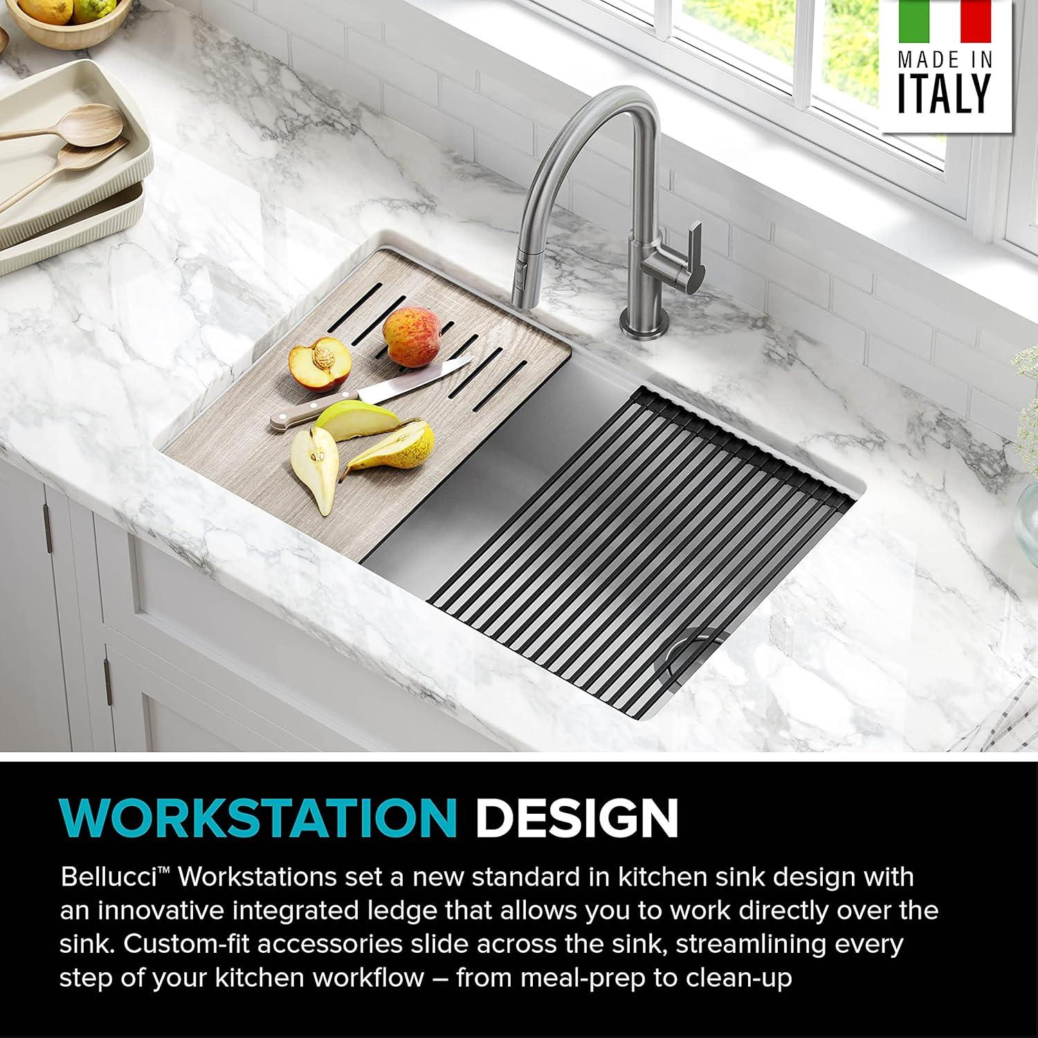 30 in. KRAUS Bellucci Workstation Undermount Granite Composite Single Bowl Kitchen Sink in White with Accessories