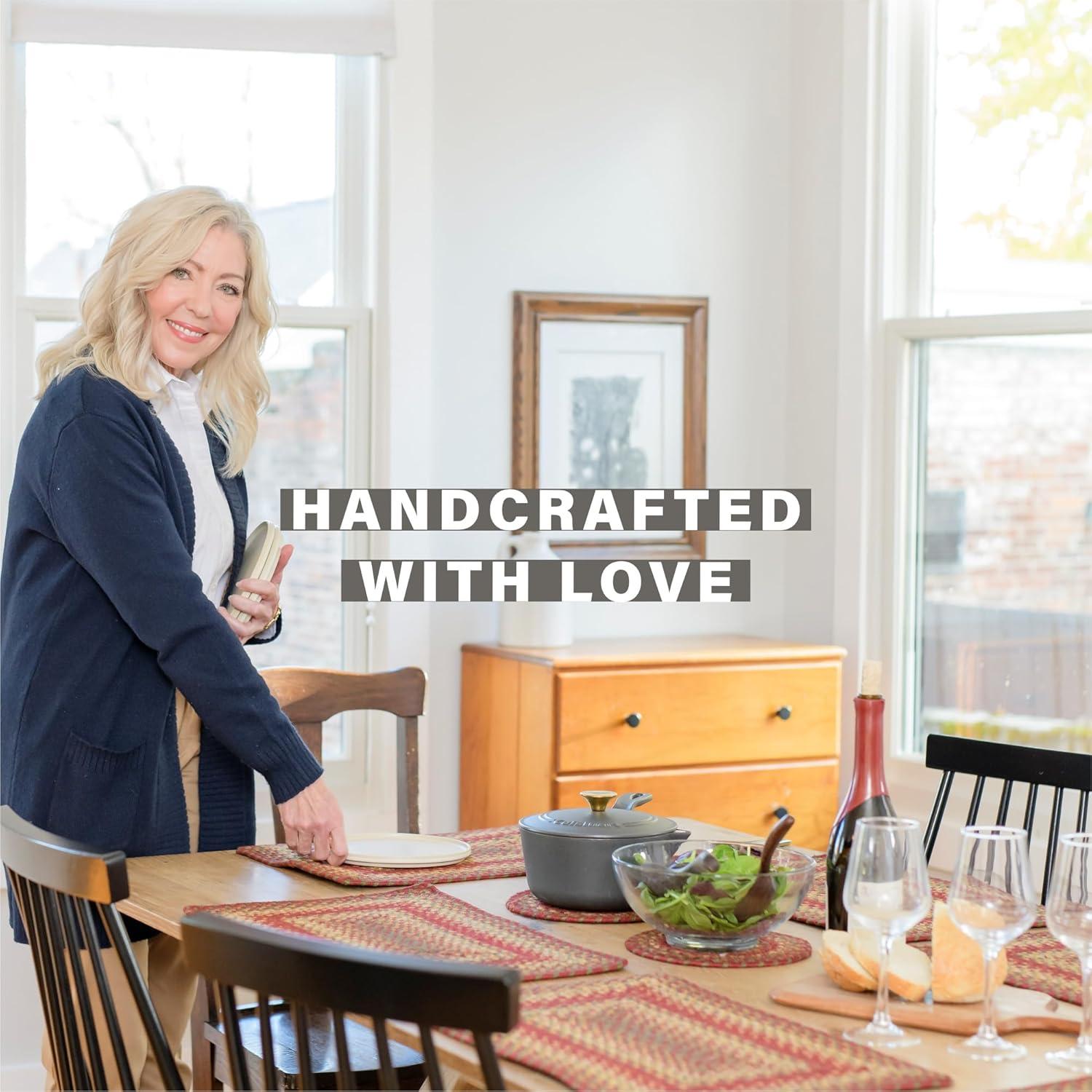 Homespice - Denim Blue Runner for Table 11x36 inches, a Long and Thick Table Runner to Use as a Coastal Style Dinner Table Runner - Handmade from Premium Jute - Reversible and Durable Braided Runner