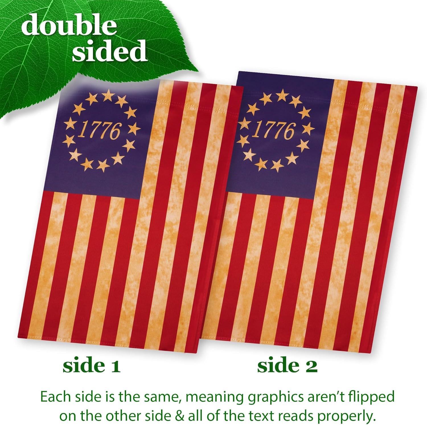 G128 Betsy Ross 1776 Tea Stained House Flag Printed 28x40IN Double Sided Blockout Fabric