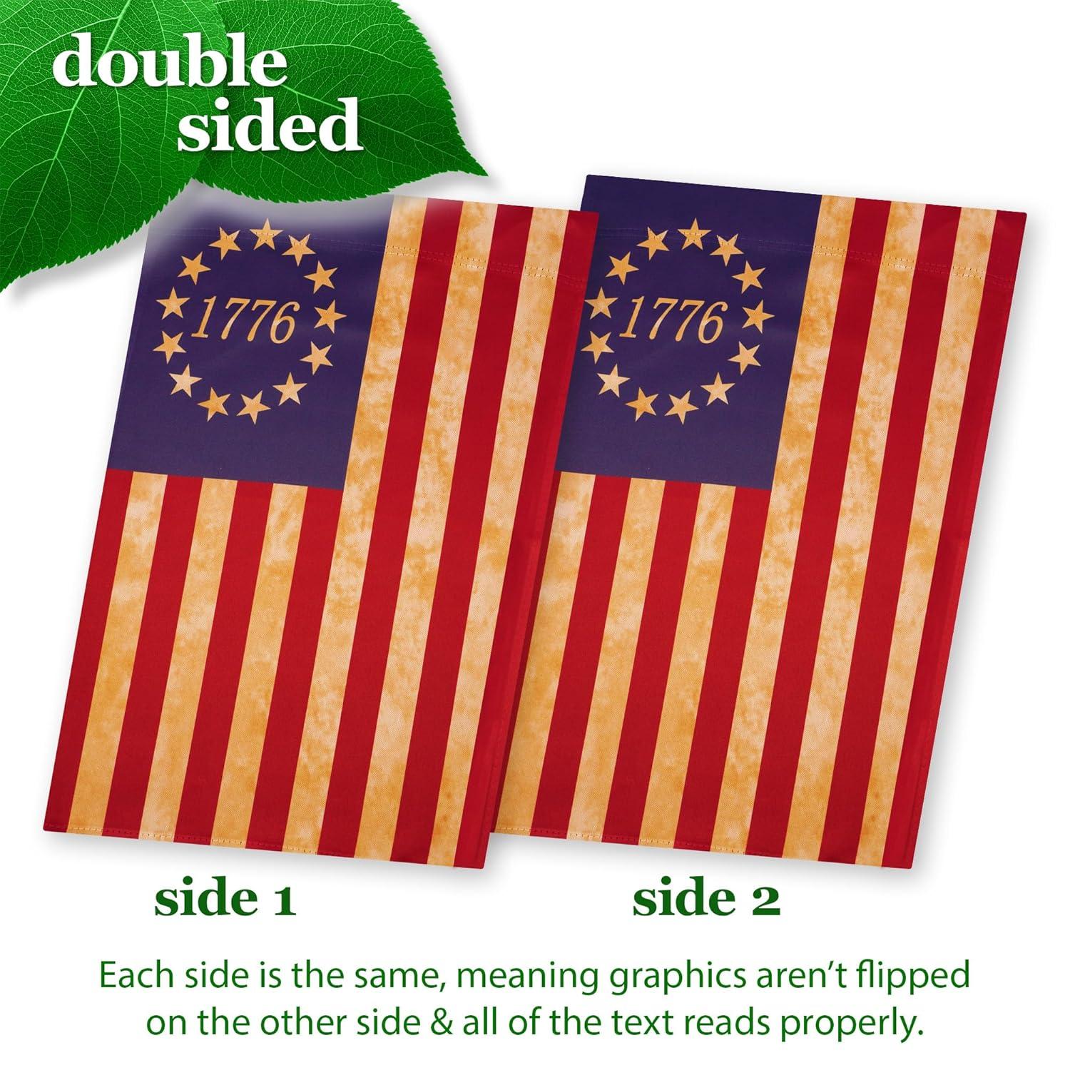 G128 Betsy Ross 1776 Tea Stained House Flag Printed 28x40IN Double Sided Blockout Fabric