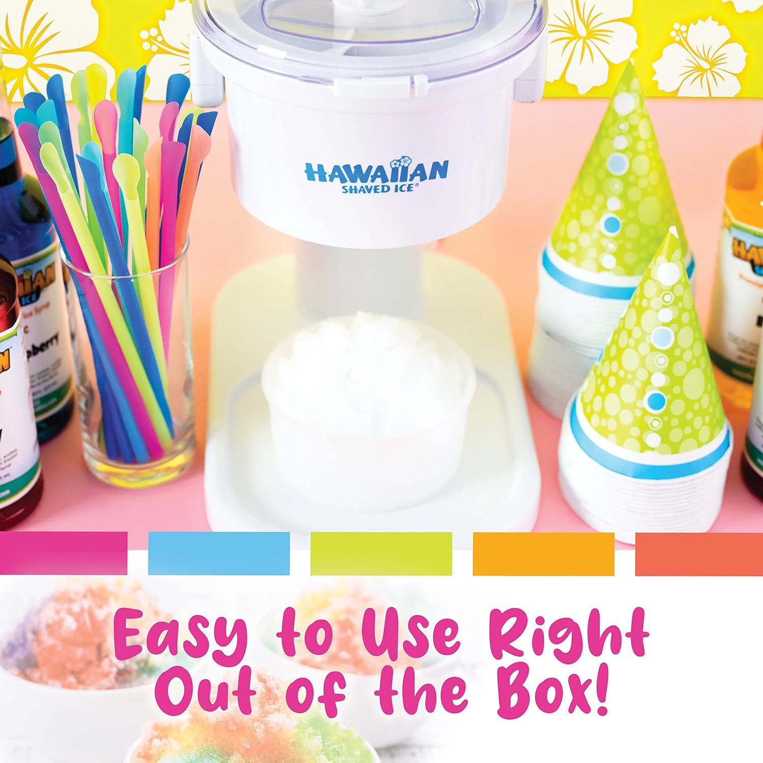 Hawaiian Shaved Ice Electric Home Snow Cone Maker Kit with 6 Flavors and Supplies