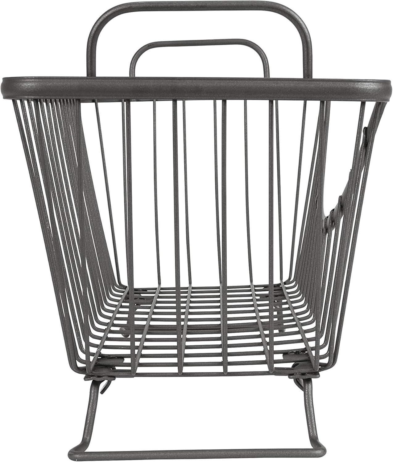 Ashley Small Industrial Gray Stackable Wire Basket with Handles