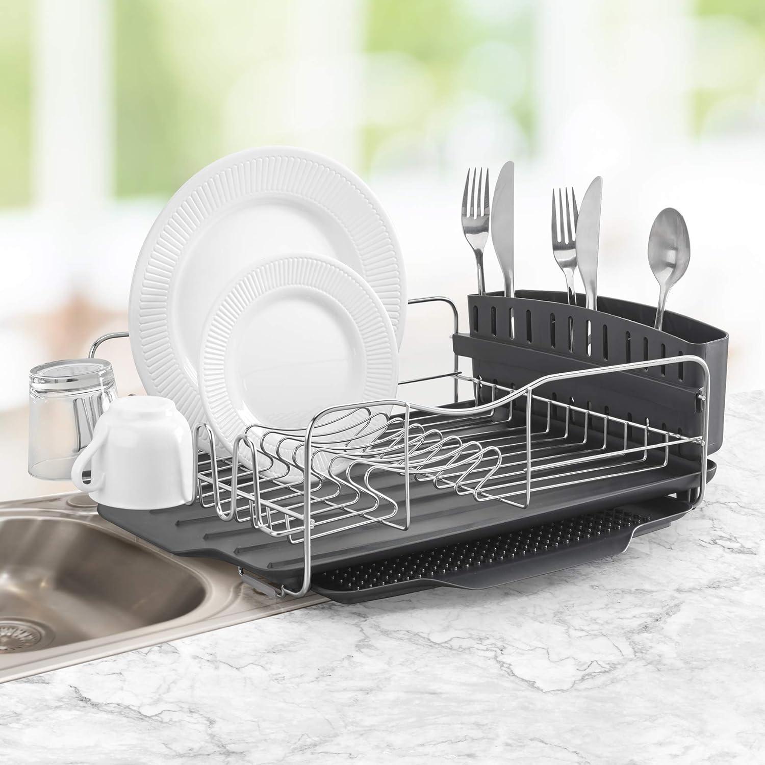 Polder Advantage 4 Piece Dish Rack With Slide Out Drain Tray