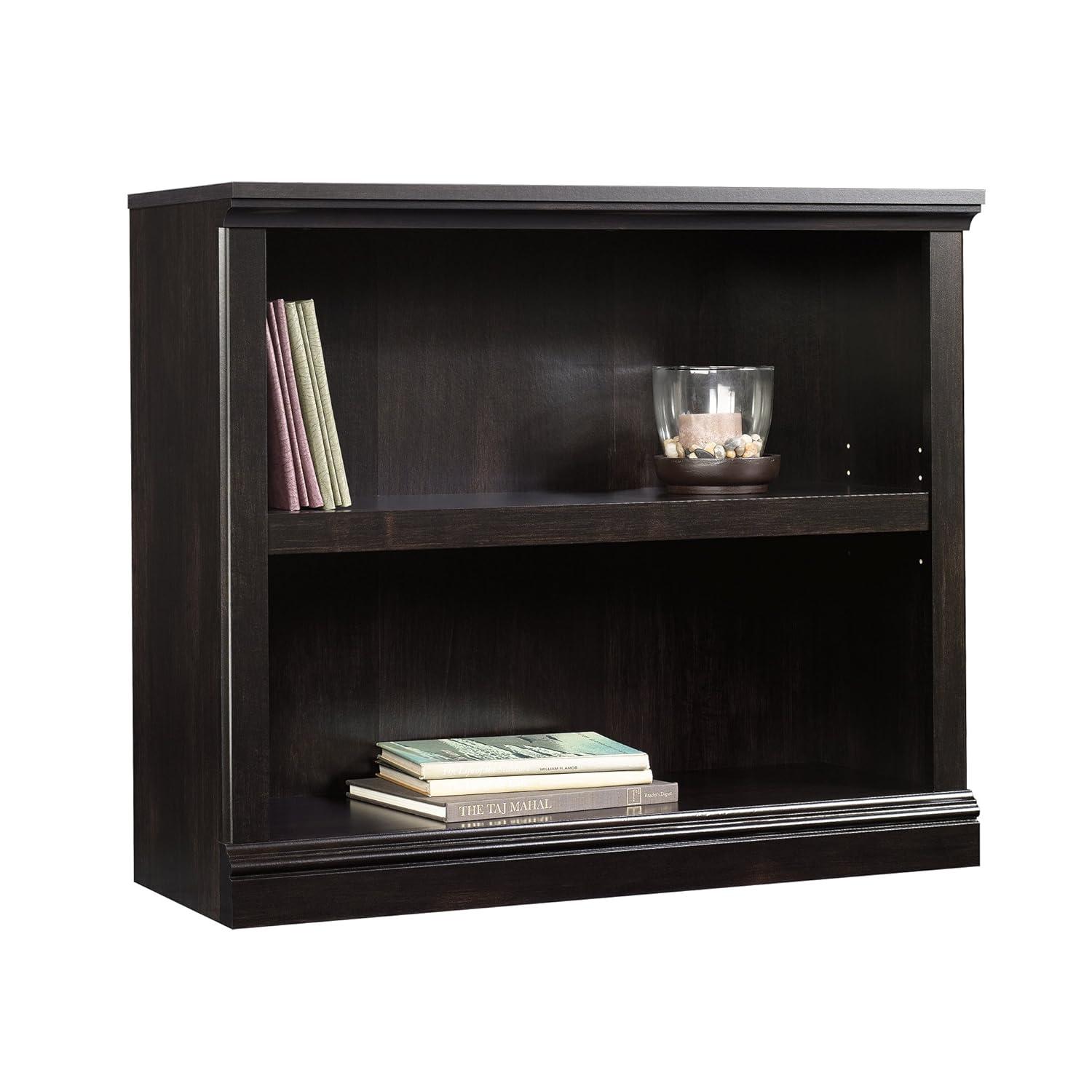 Sauder 29.9" 2Shelf Bookshelf Estate Black : Adjustable, Laminated, Mid-Century Modern Style: Particle Board Frame, Console Design