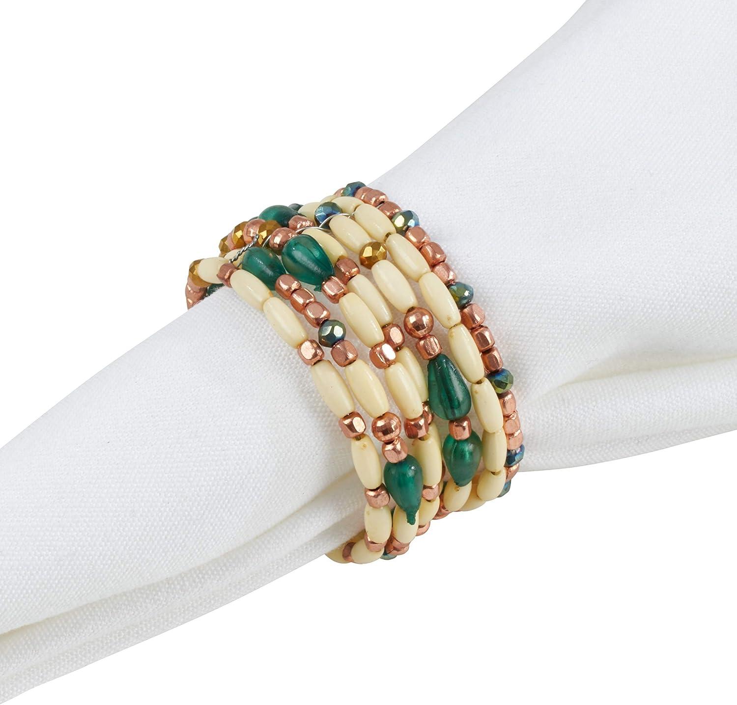 Saro Lifestyle Beaded Napkin Ring, Multi (Set of 4)